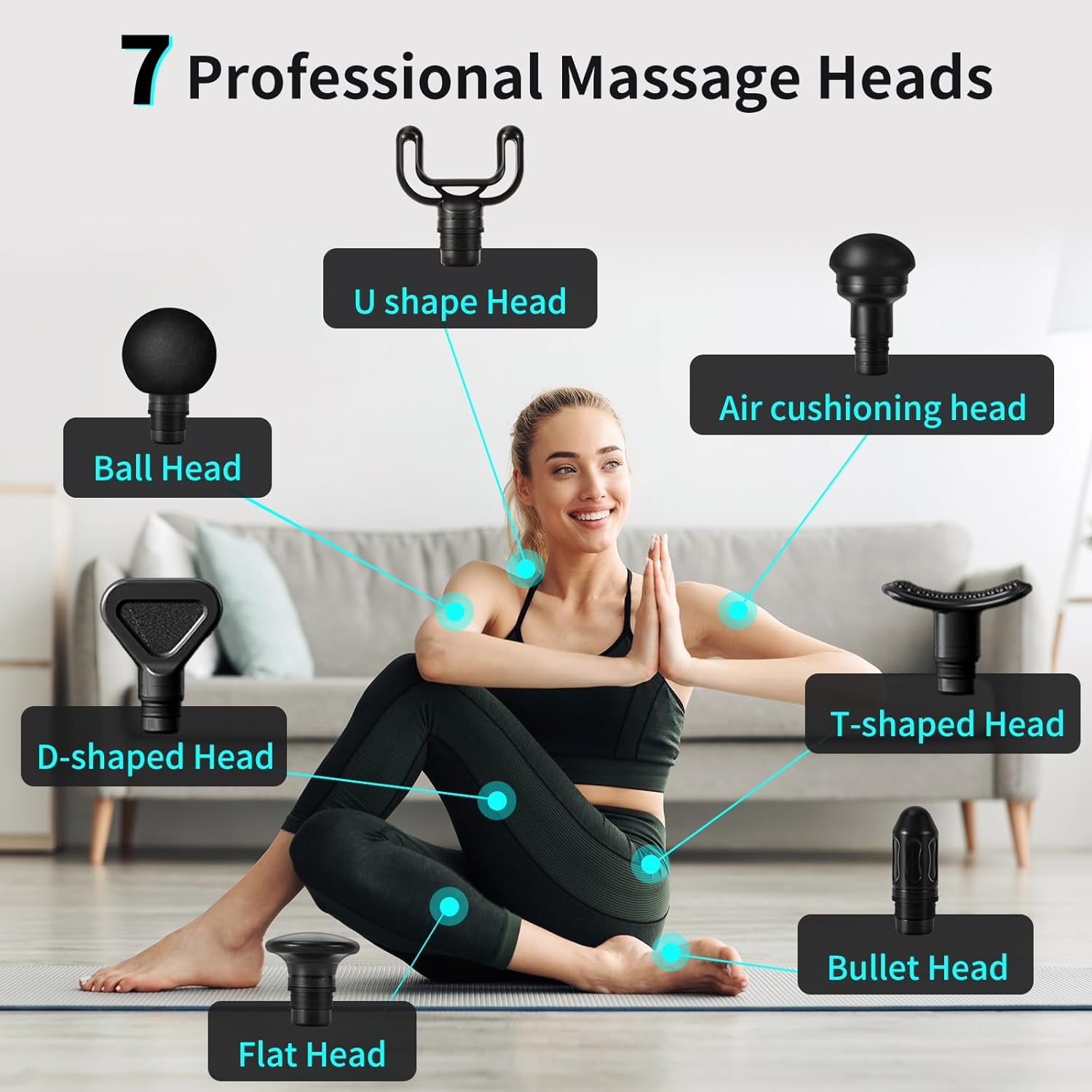 Arboleaf Massage Gun Deep Tissue, 6 Speeds Muscle Massager with 7 Massage Heads, Powerful Portable Back Massager Gun with Type-C Charging for Muscle Pain Relief, Gifts for Men Women