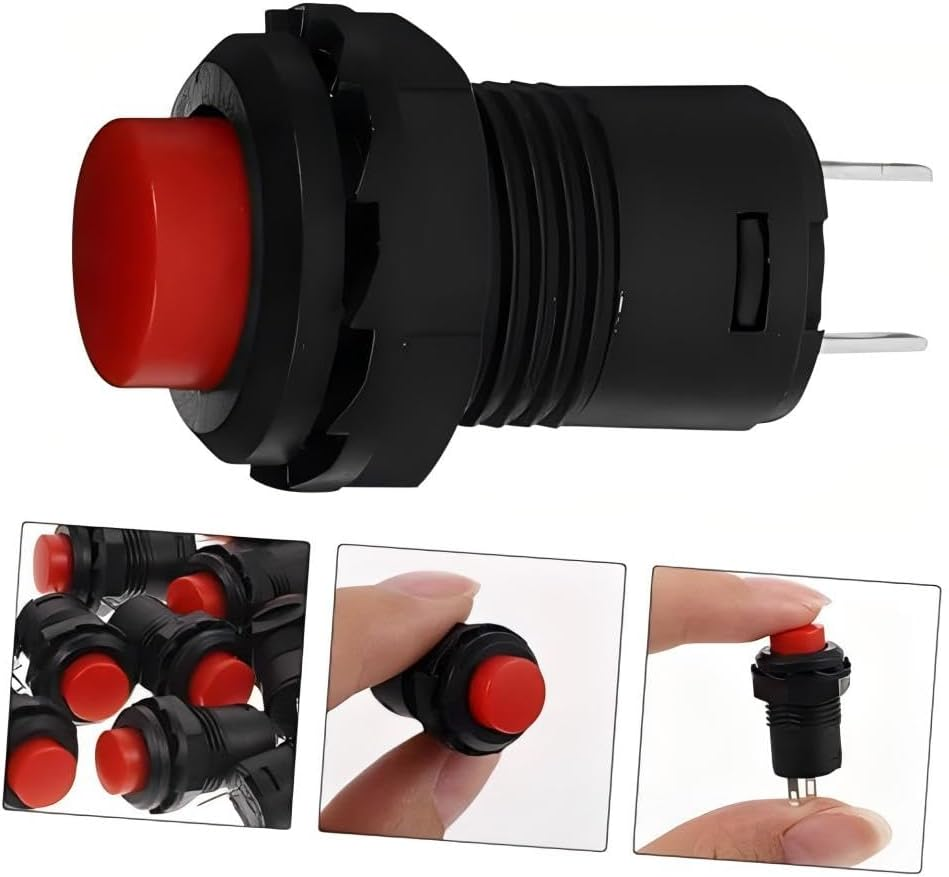 Power Switch Button Push Button 12Pcs，Momentary Panel Cutout Accessories Pushbutton Circuit Button Metal Buttons Circuit Push Momentary Button Switch Copper Small Tools Round image number 5
