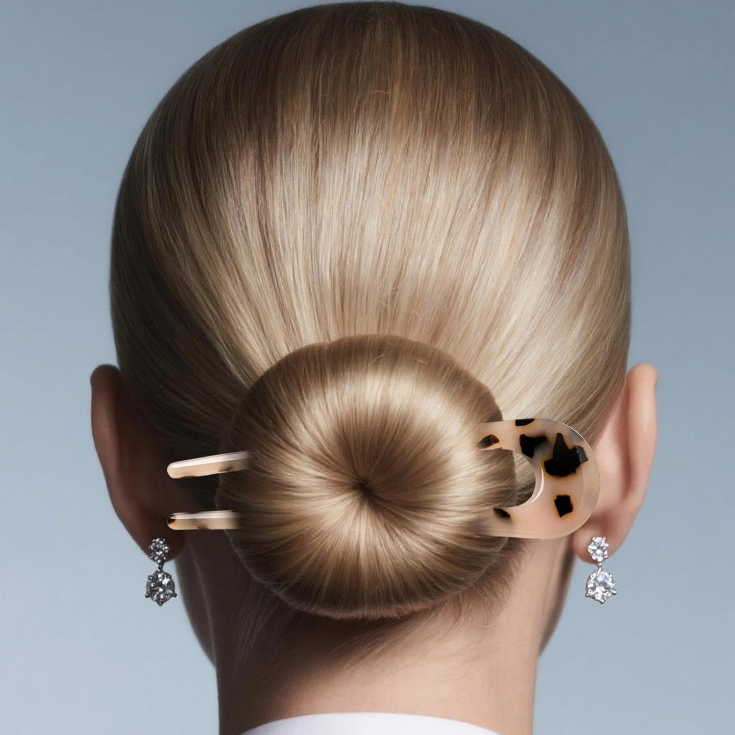 2 Pcs French Hair Pins U Shape 2 Prong Hair Pins Updo Chignon Pins for Women image number 2