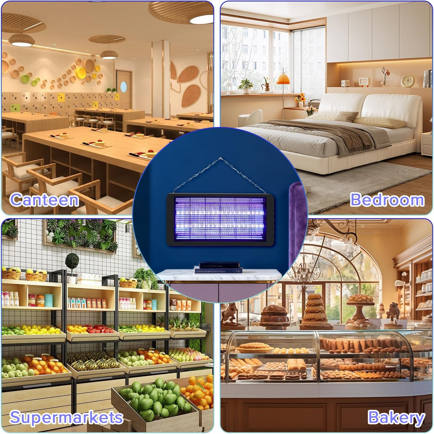 Necomi Electric Mosquito Zapper, Electric Bug Zapper 40W with Powerful Grid, Chemical-Free Insect Trap,Indoor and Outdoor Insect Killer Lamp for Kitchen,Home,Indoor Garden Yard image number 5