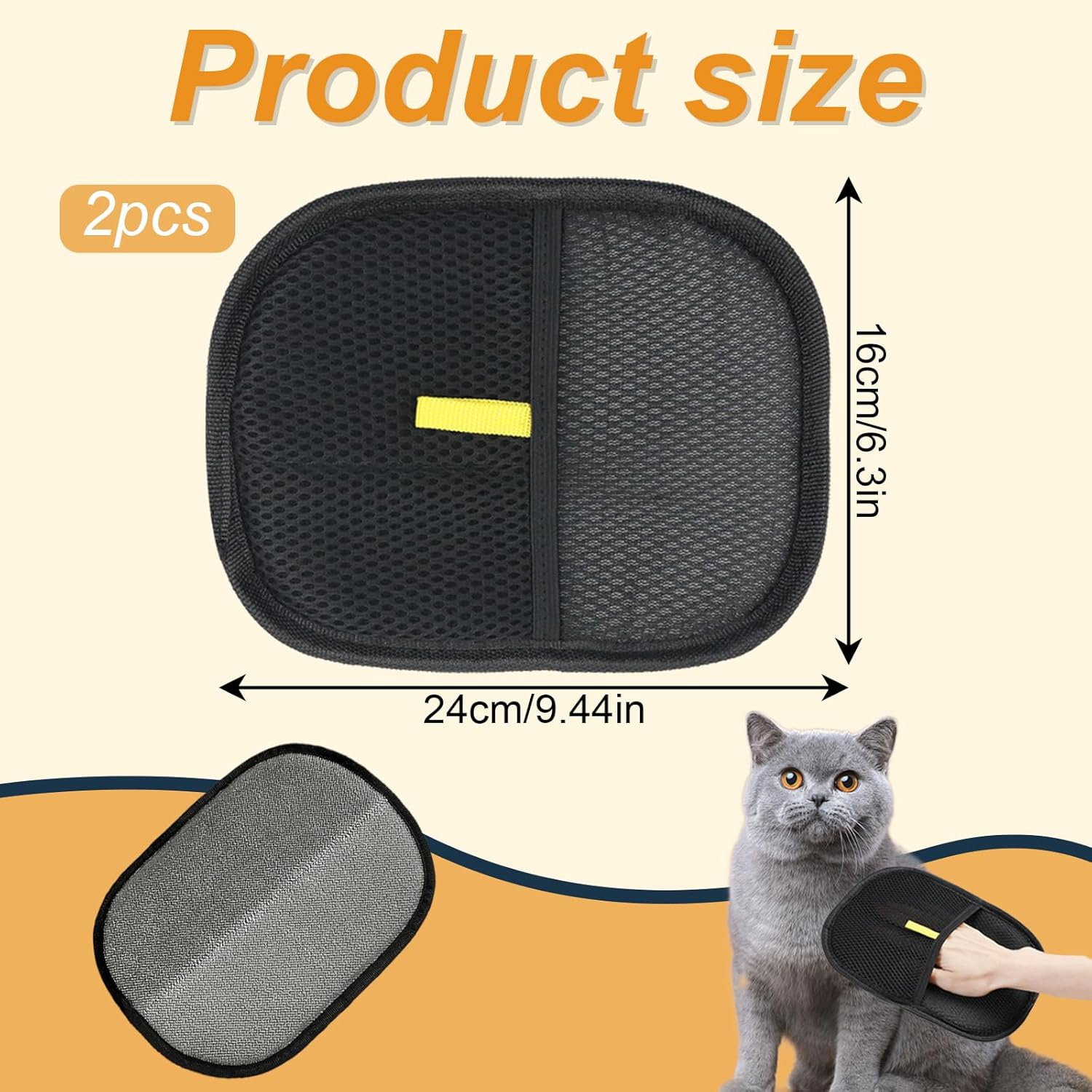 ZHAO GE Pack of 2 Fur Magnetic Gloves, Double-Sided Antistatic Fur Magnet, Multifunctional Fur Magnet Cat Hair Gloves for Washing, Deshedding and Care image number 5