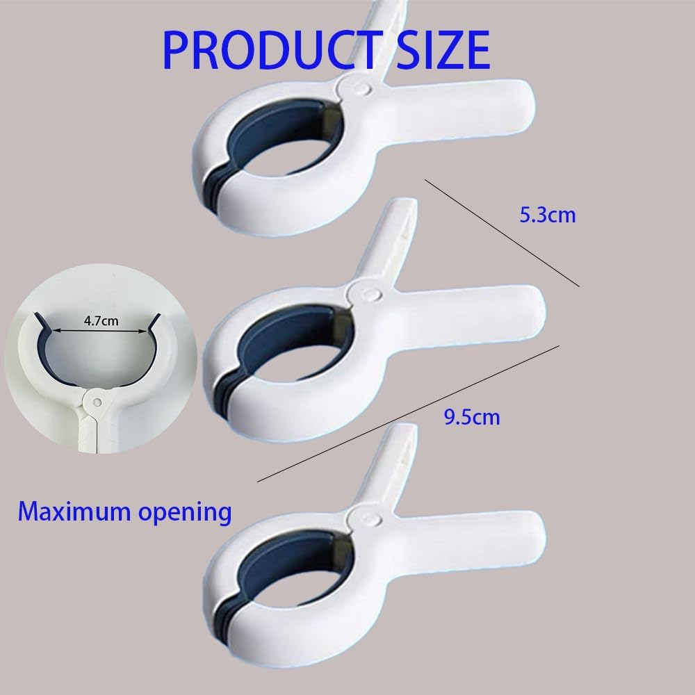 Set of 8 Oversized Beach Towel Clips, Maximum Clamp Opening 1.8 Inches, Heavy-Duty Towel Clips for Beach Chairs, Cruises, Clothing and Towel Rack Clamps. (4 Khaki and 4 Blue).