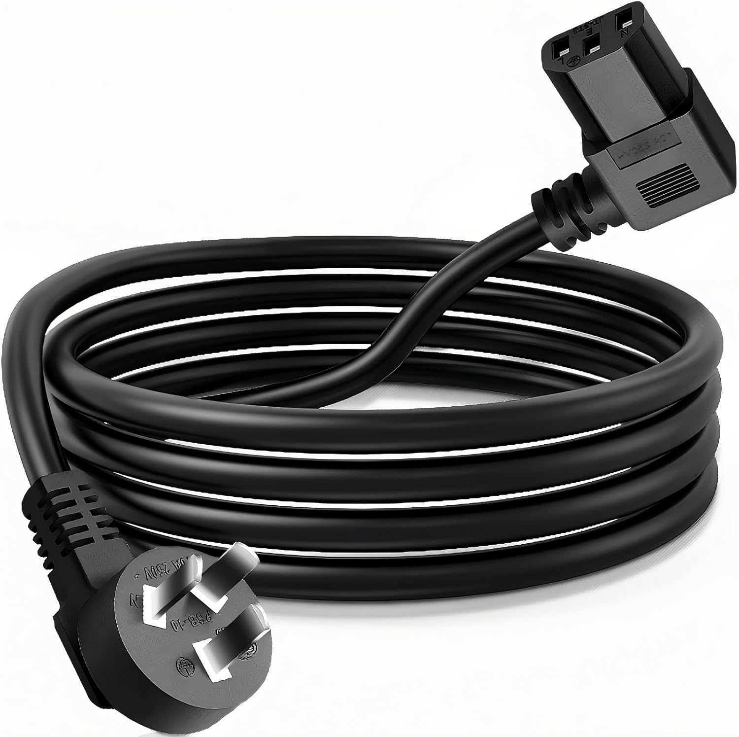 1.5M Australian Power Cord with 90 Degree Left Angle IEC 320 C13 Plug Connector - Pure Copper Material, Black 3 Point Kettle Power Cable 10A/250V