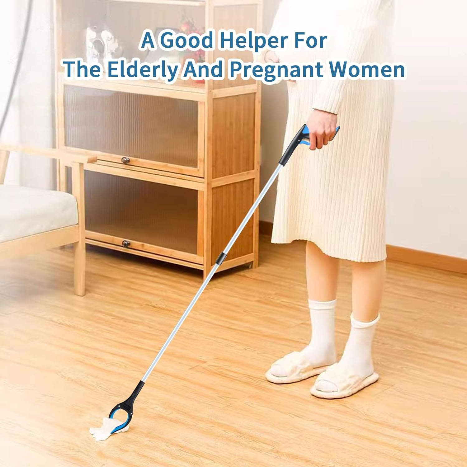 Grabber Reacher Tool, 33" Extra Long Foldable Reacher Grabber Pickup Tool, Trash Picker Upper Grabber, Mobility Aid Reaching Assist Tool for Trash Pick Up, Litter Picker, Arm Extension (Blue) image number 6