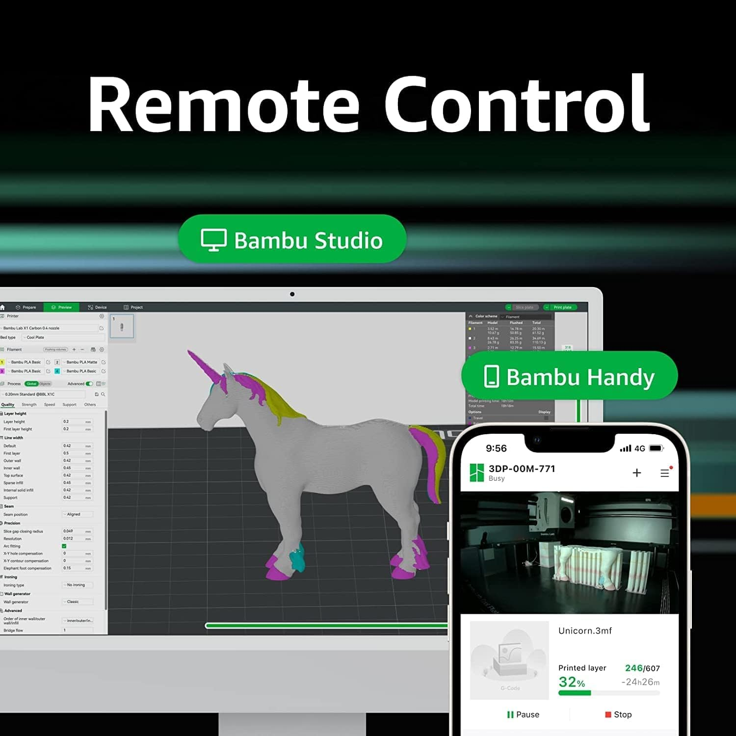 Bambu Lab P1S Combo, P1S 3D Printer and AMS, Support up to 16 Colors/Multi Materials, 500Mm/S Fast Printing & High Precision, Corexy & Auto Bed Leveling, Ready-To-Use FDM 3D Printers Large Print Size image number 2