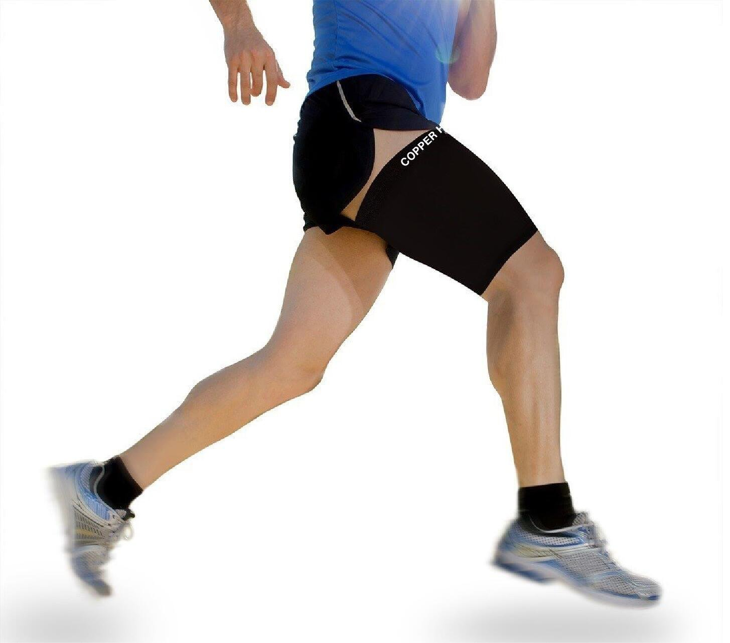 Thigh Compression Recovery Sleeve by COPPER HEAL - Sore Pulled Hamstring and Groin Strain Sprains Tendonitis Injury Quadriceps Muscle Tear Quad Support Sports Workout Soccer image number 5