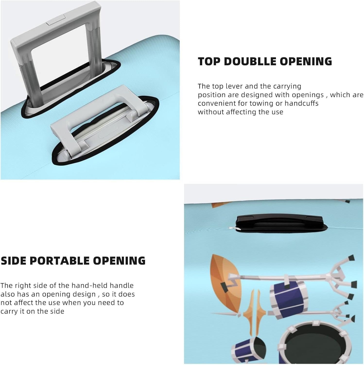 Jazz Drum Luggage Cover Anti-Scratch Suitcase Protector Fits 18-32 Inch Luggage image number 1