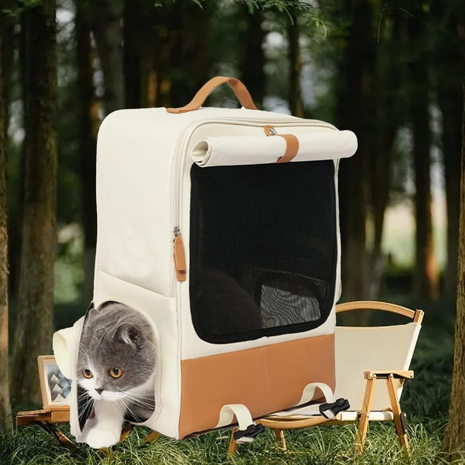 Cat Bag Dog Carrier Pet Carrier Foldable Pet Backpack Carrier for Outdoor Adventures Spacious and Convenient for Dogs and Cats Cat Carrier Pet Bag Carrier image number 1