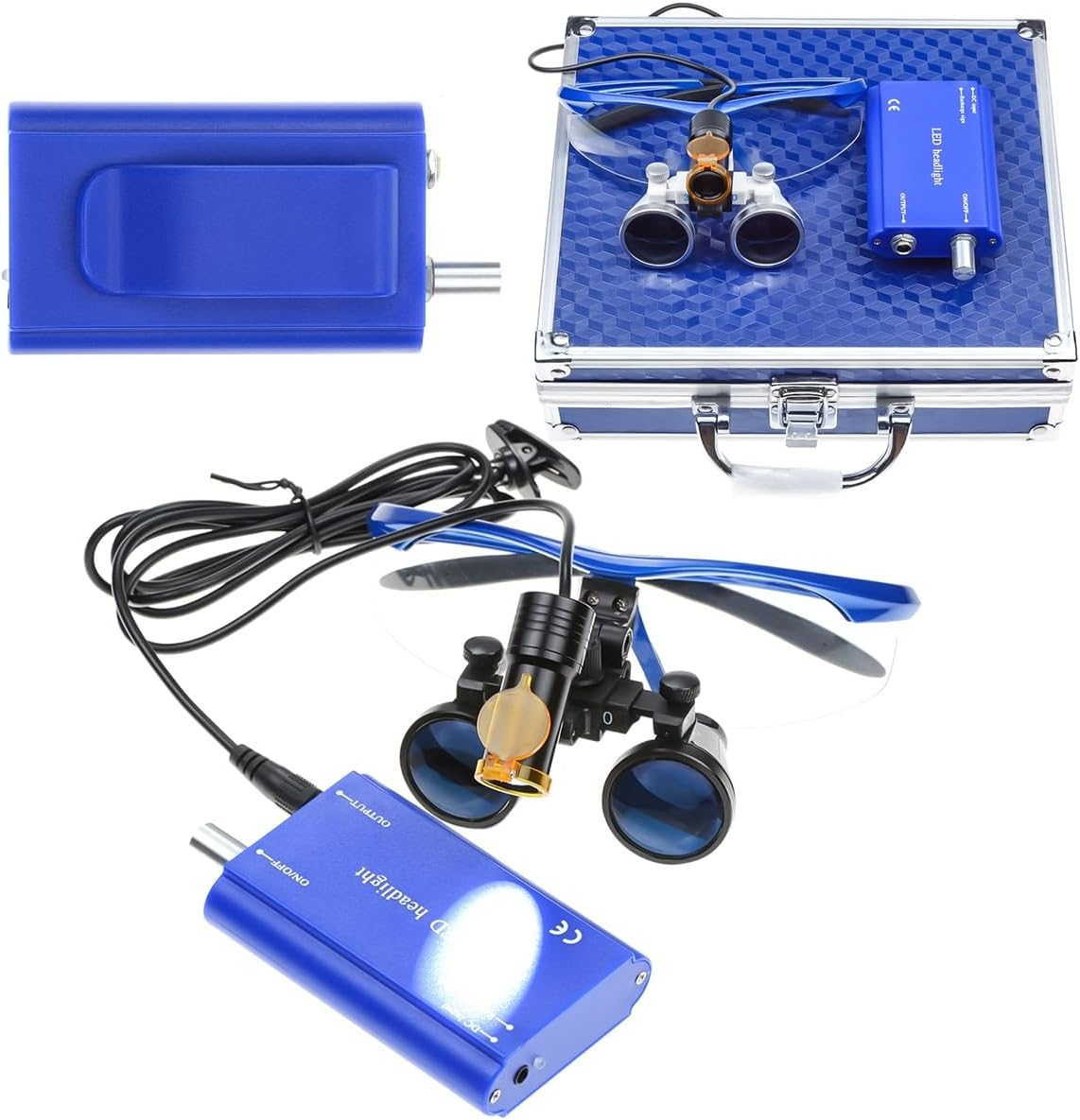 Tankredrug 5W LED Headlight Lamp Filter Belt Clip on 3.5X 420Mm Working Distance Wide View Optical Glass Binocular Loupe with Aluminum Case (Black)