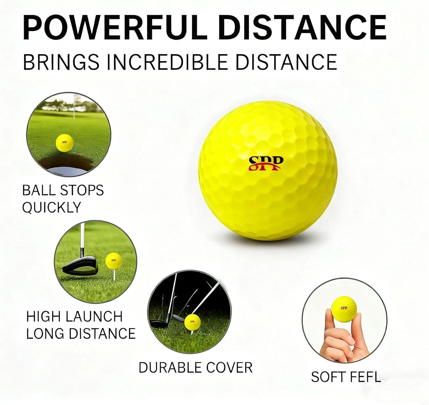 SPP Golf Balls for Practice & Competition, Durable&Double Layer，Premium High Elasticity Rubber Core for Golfers， Training Golf Balls for Indoor Outdoor image number 6