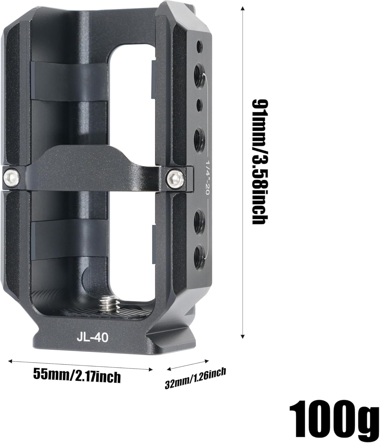 FOTGA Camera Cage Accessories Mount Extension for DJI Osmo Pocket 3 Vlogging Camera Extension Adapter, Protective Cage with Side NATO Rail / 1/4-20 Holes Recording Points/Arca Swiss Base image number 6