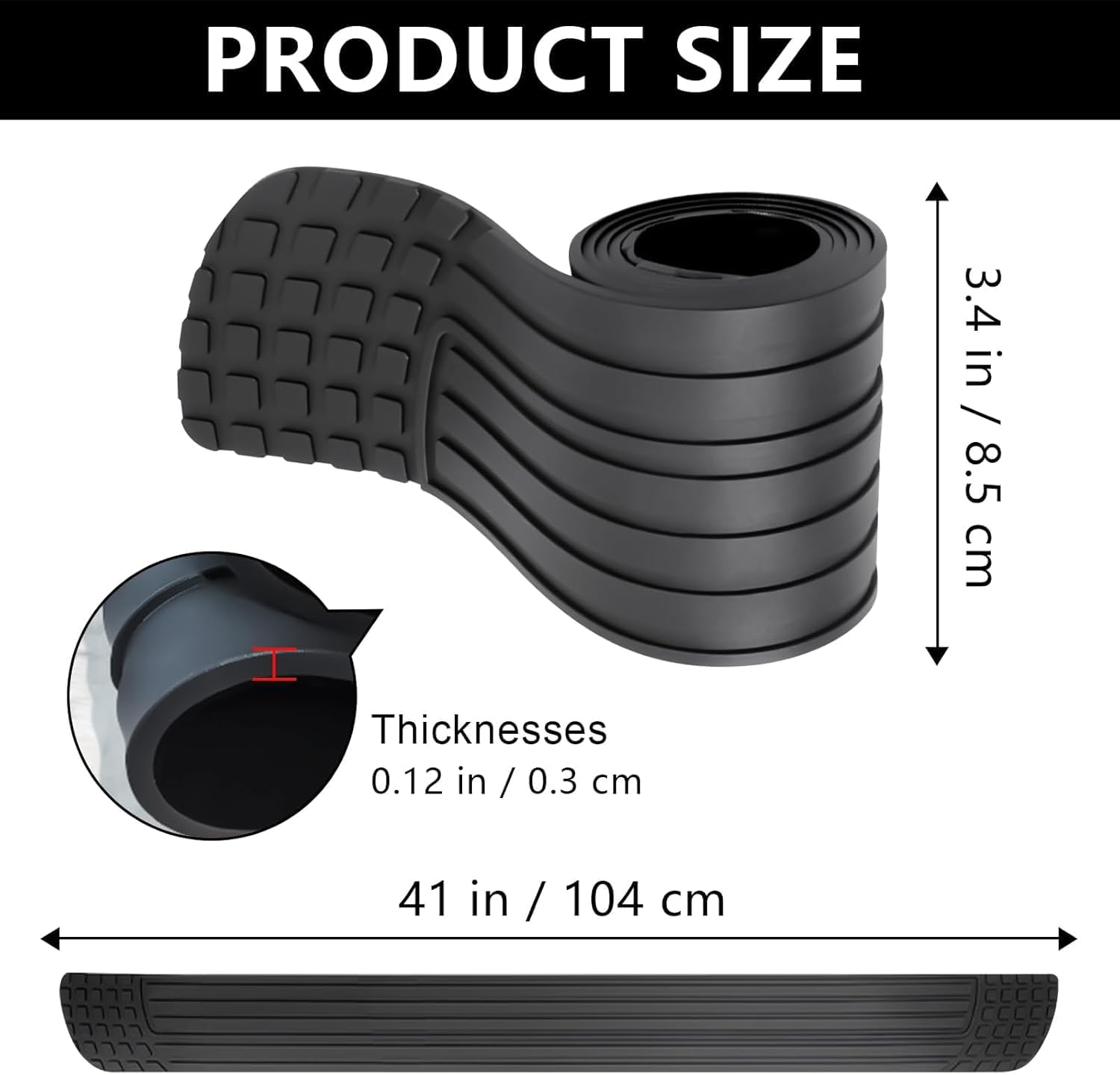 Anti-Scratch Car Rear Bumper Cover, 1Roll Anti-Scratch Rubber Vehicle Trunk Door Entry Guard,Anti Scratch Rubber Rear Bumper Guard,41 X 3.1 Inch Trimmable, 0.16 Inch Thickness for Suv,Truck image number 3