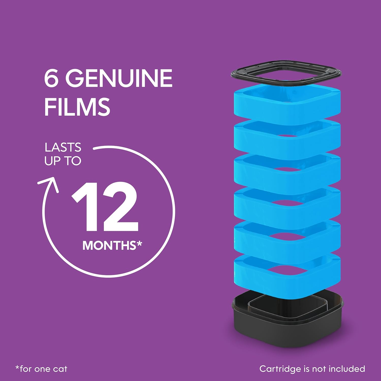 Litter Genie Refill Bags | Stand Alone Genuine Film 6 Pk | Compatible with Litter Genie Standard and Jumbo Refills | Ultimate Odor Control Cat Litter Bags | up to 12 Months of Supply for One Cat image number 1