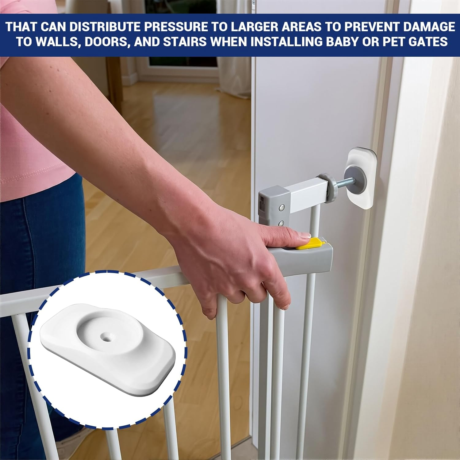 Baby Gate Protector, 4Pcs Retractable Baby Gate Protector, Dog Gate, Safety Gate Wall Protector, Child & Pet Proof Wall Saver for Pressure Mounted Gate, Doorways, Walls, Stairs, Baseboard image number 2