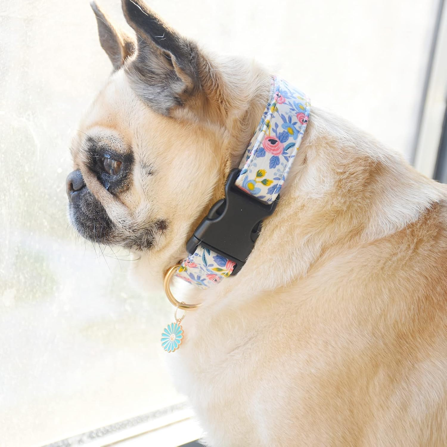 2 PCS Cotton Dog Collar Soft Cute Flower -3 Sizes Soft Nylon Puppy Collar Adjustable for Girl Female Small Medium Large Dogs (M(13-18In), Flower-1) image number 4