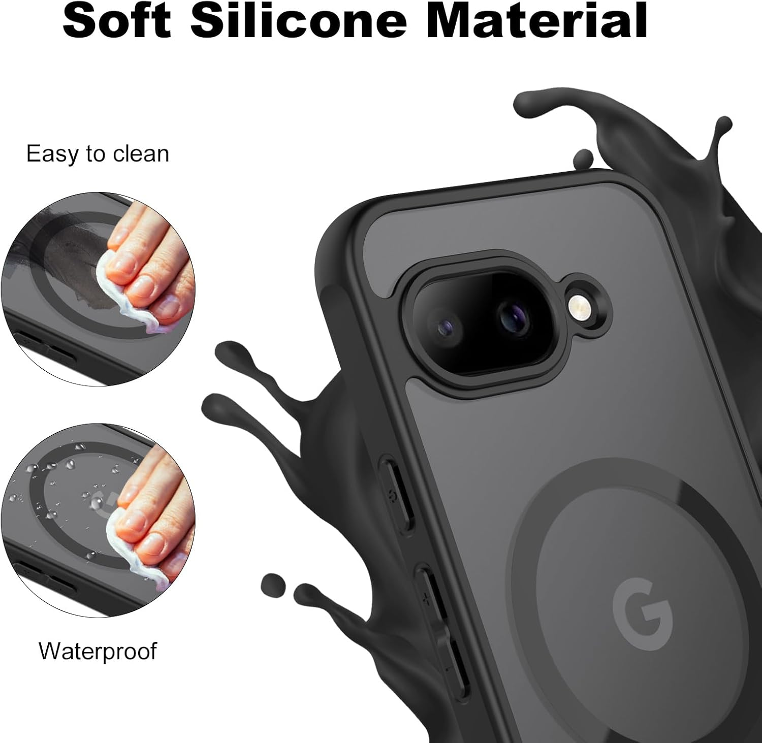 Leonids Magnetic Case for Google Pixel 9A Case 6.3-Inch 2025, Translucent Matte Case for Google Pixel 9A Case Cover (Black) image number 4