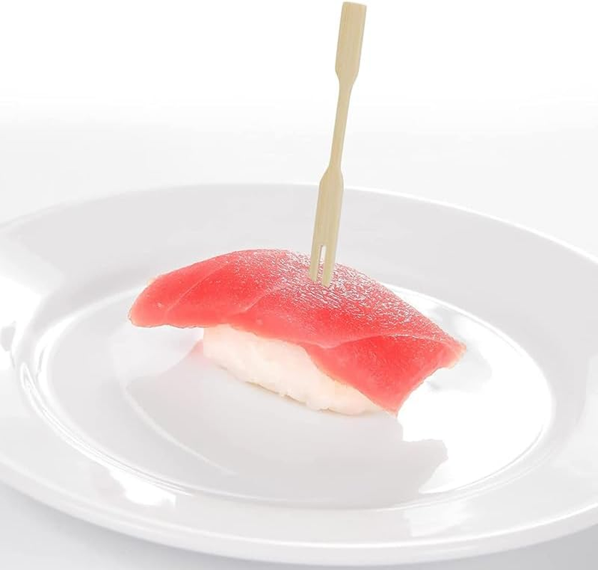 AIMALL 1000X Bamboo Catering Forks Pickings Sticks Cocktail Finger Food BBQ - 3.5 Inch Disposable Tongs for Appetizers, Finger Foods, BBQ & Parties image number 4