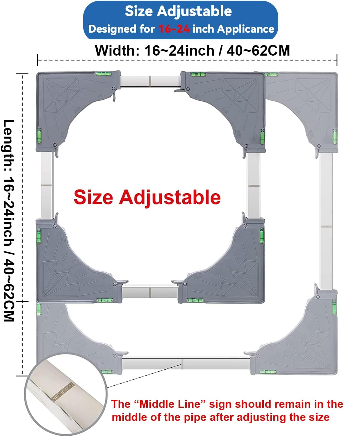 W B D WEIBIDA Adjustable Appliance Dolly Cart with 4 Locking Wheels Small Furniture Mover Mobile Base for Washing Machine, Dryer, Refrigerator and Mini Fridge Stand Moving Cart - Grey-Upgraded 10 Feet 4 Dual Wheels image number 4