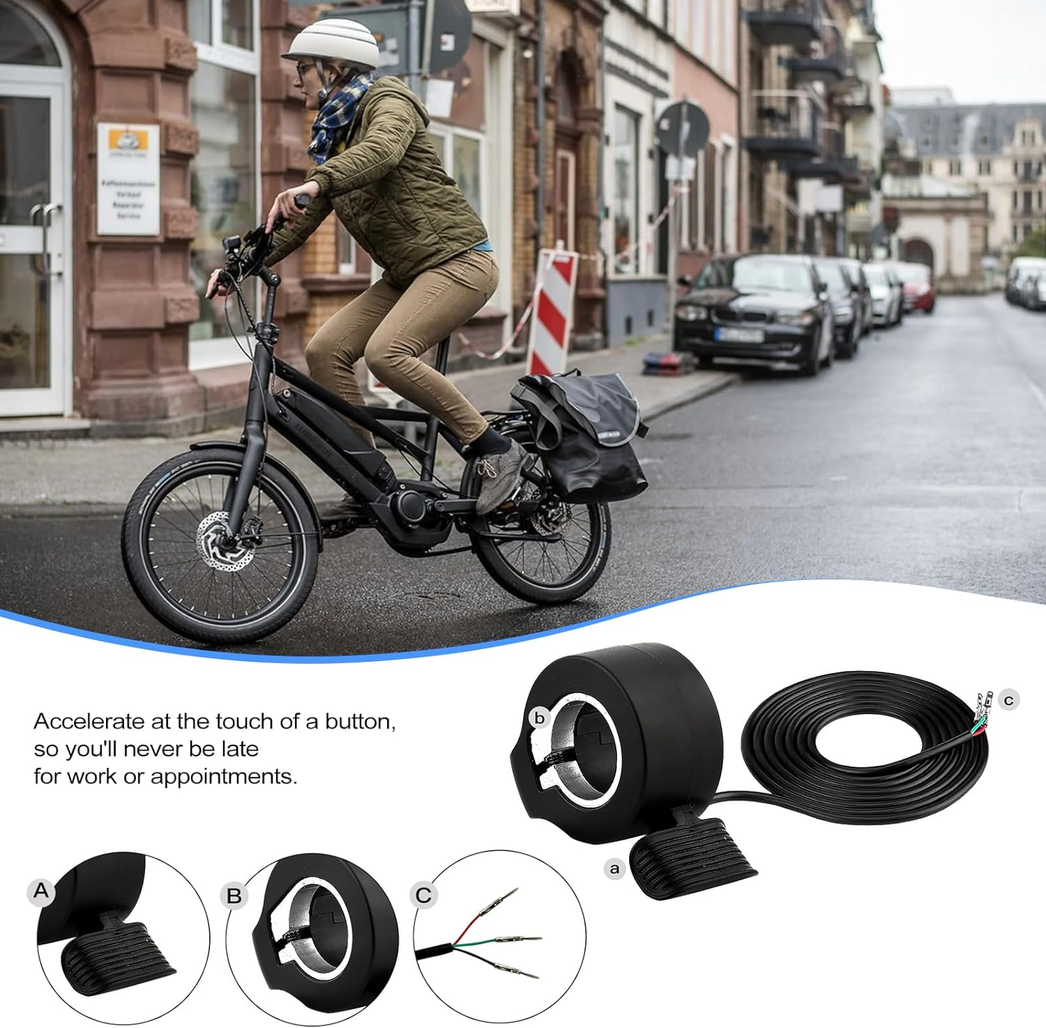 Thumb Throttle Ebike: Electric Scooter Throttle, Ebike Throttle, 7/8Inch (22Mm) Thumb Throttle Speed Control, 12V-72V Universal Controller for E-Bike Electric Scooters image number 6