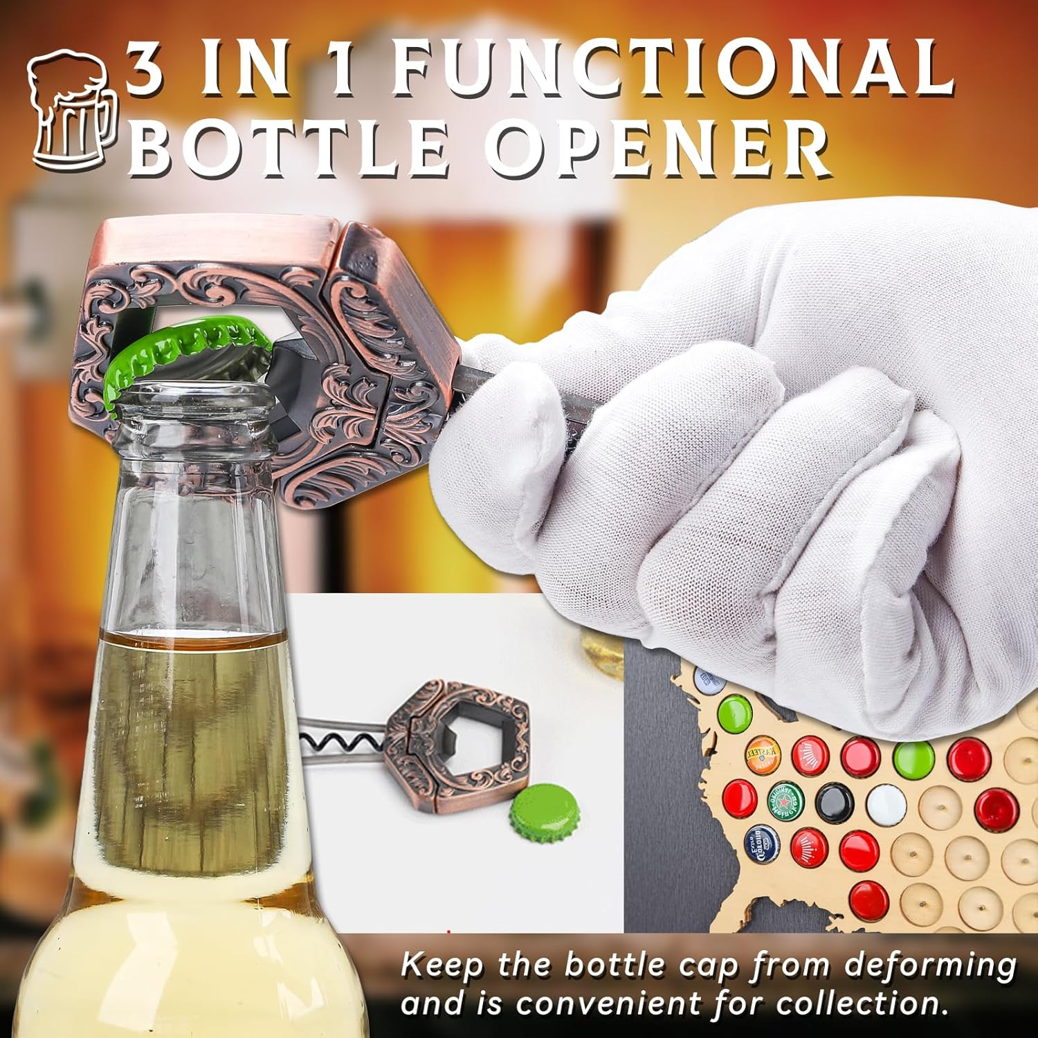 LUCYLANKER Corkscrew Old Wine, Ah so Wine Opener for Vintage Bottles, Two Prong Remover with Beer Bottle Opener, Waiter Corkscrew, Wine Connoisseur Collector for Uncorking (Bronze) image number 4