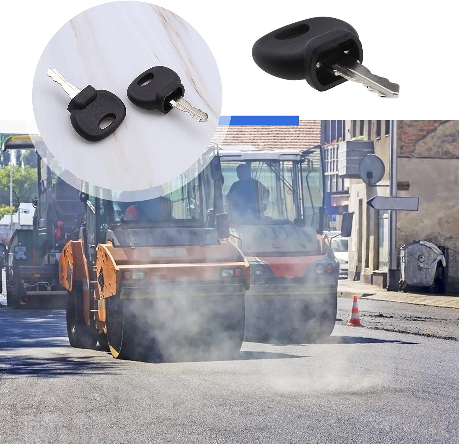 SING F LTD 4Pcs Ignition Starter Key Agricultural/Excavator Machinery Forklifts Compactor Compatible with Bobcat Bomag Caterpillar Dynapac Ford Gehl Hamn Hang JCB image number 1