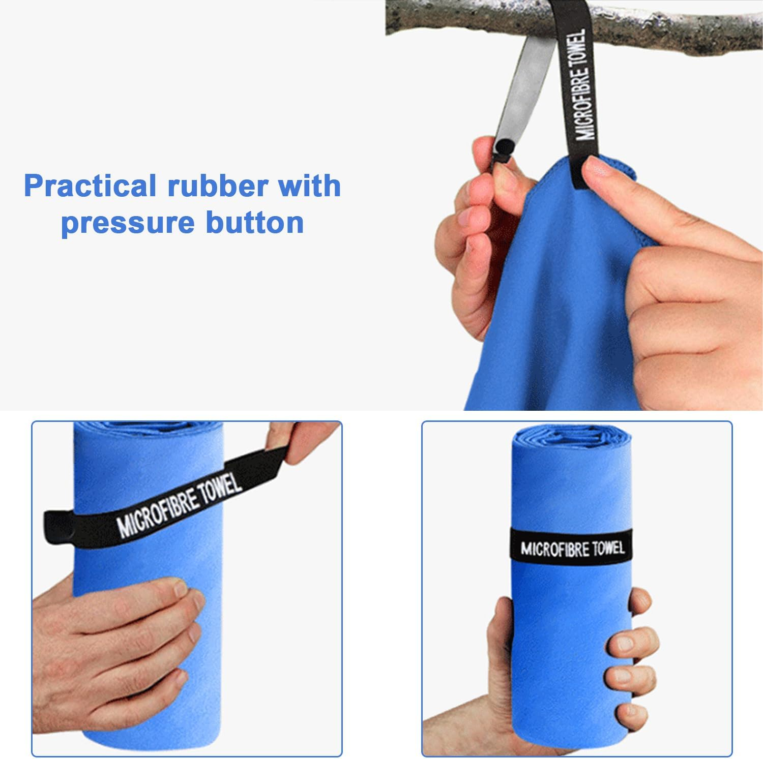 GIOD Microfibre Towel Travel，Camping Towels Set of 3, Quick Drying Bath Towels, Sports Fitness Reversible Fleece Quick Drying Towels for Gym, Pool, Yoga, Beach, Outdoor Travel (Blue) image number 6