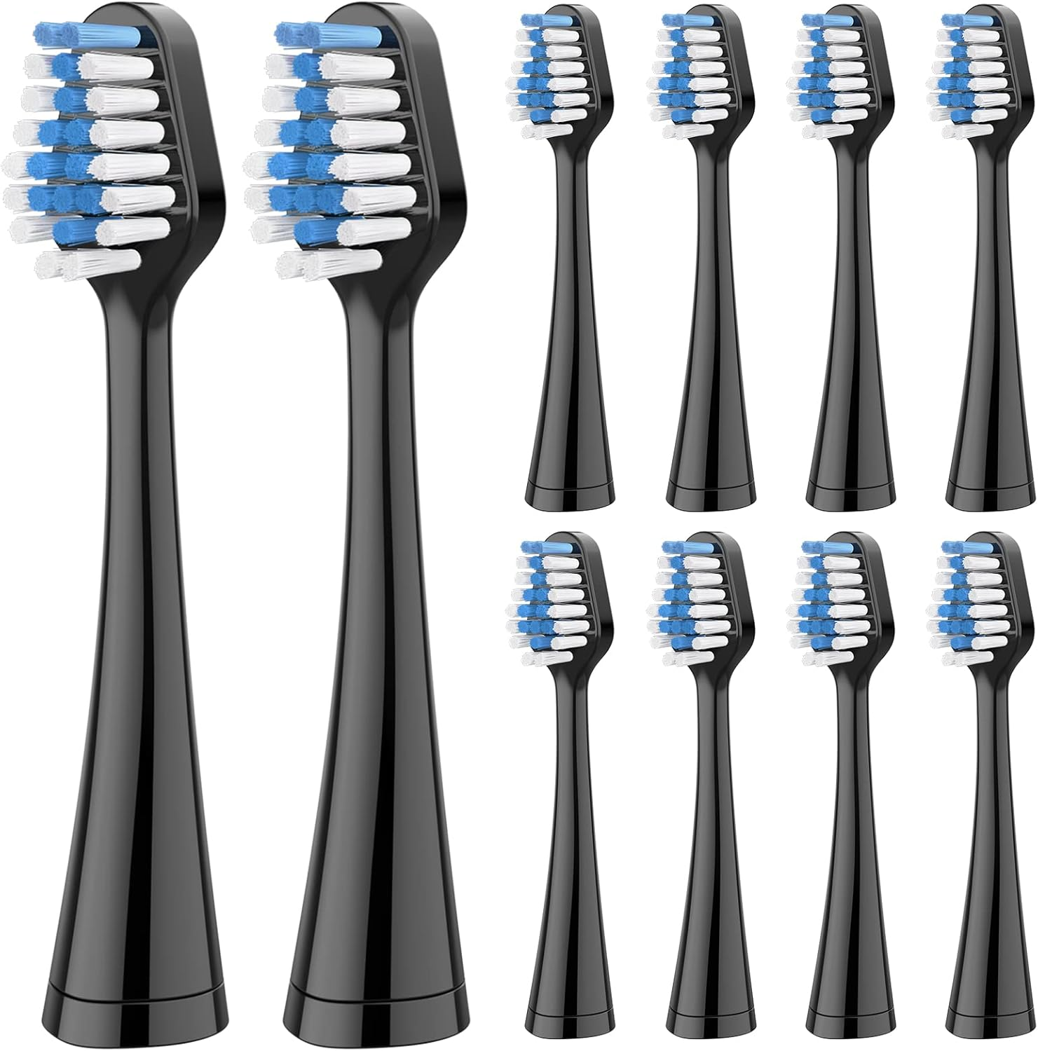 Harobey Replacements Toothbrush Heads for Waterpik Complete Care 5.0/9.0 (WP-861/CC-01), STRB-10WB, Pack of 10, Black