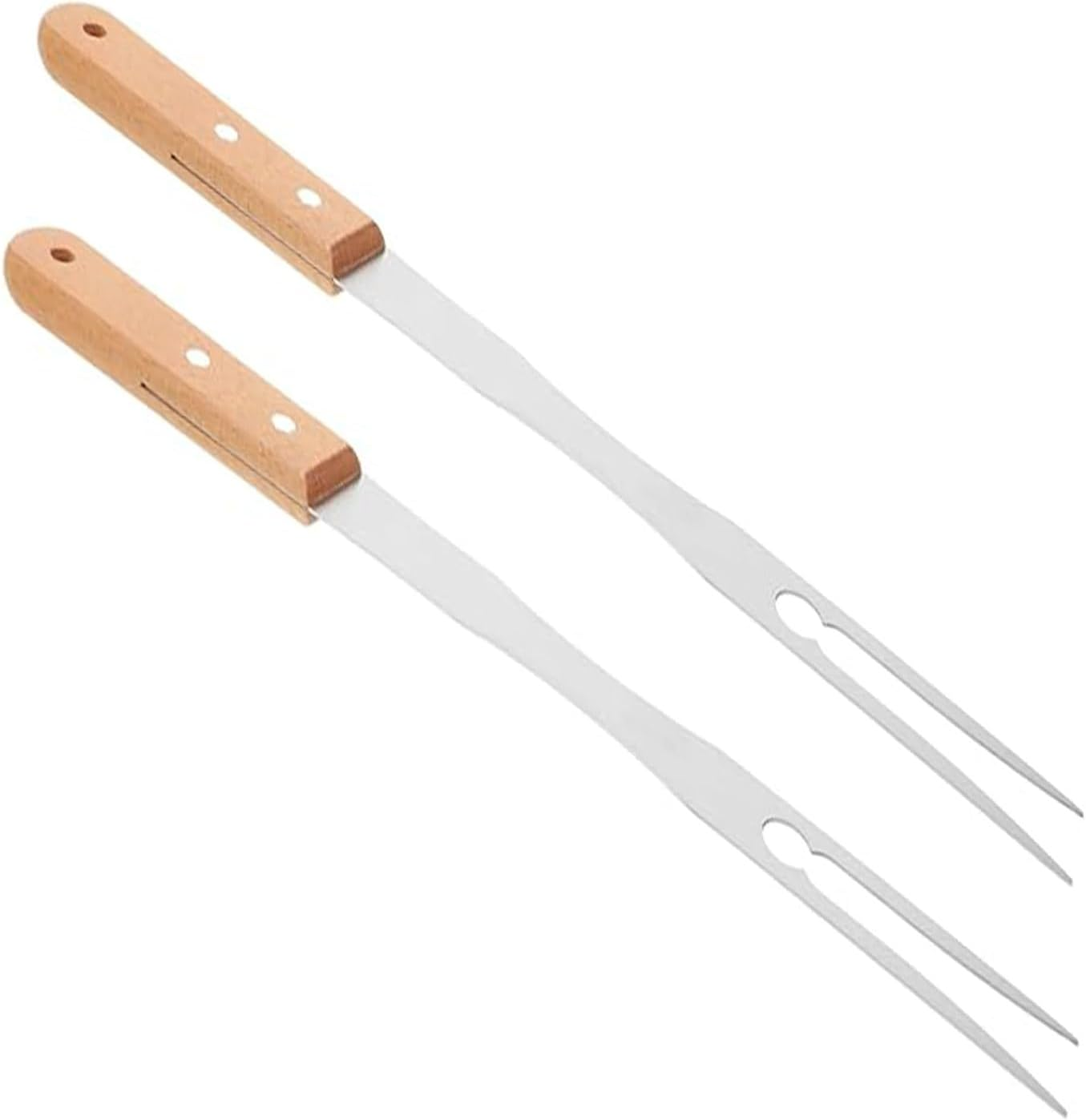 2 Pack Double Prong Stainless Steel Forks, Meat Forks Non-Slip Carving Forks for Cooking Fork Lifter BBQ Kitchen Cooking Picnic Fruit Food
