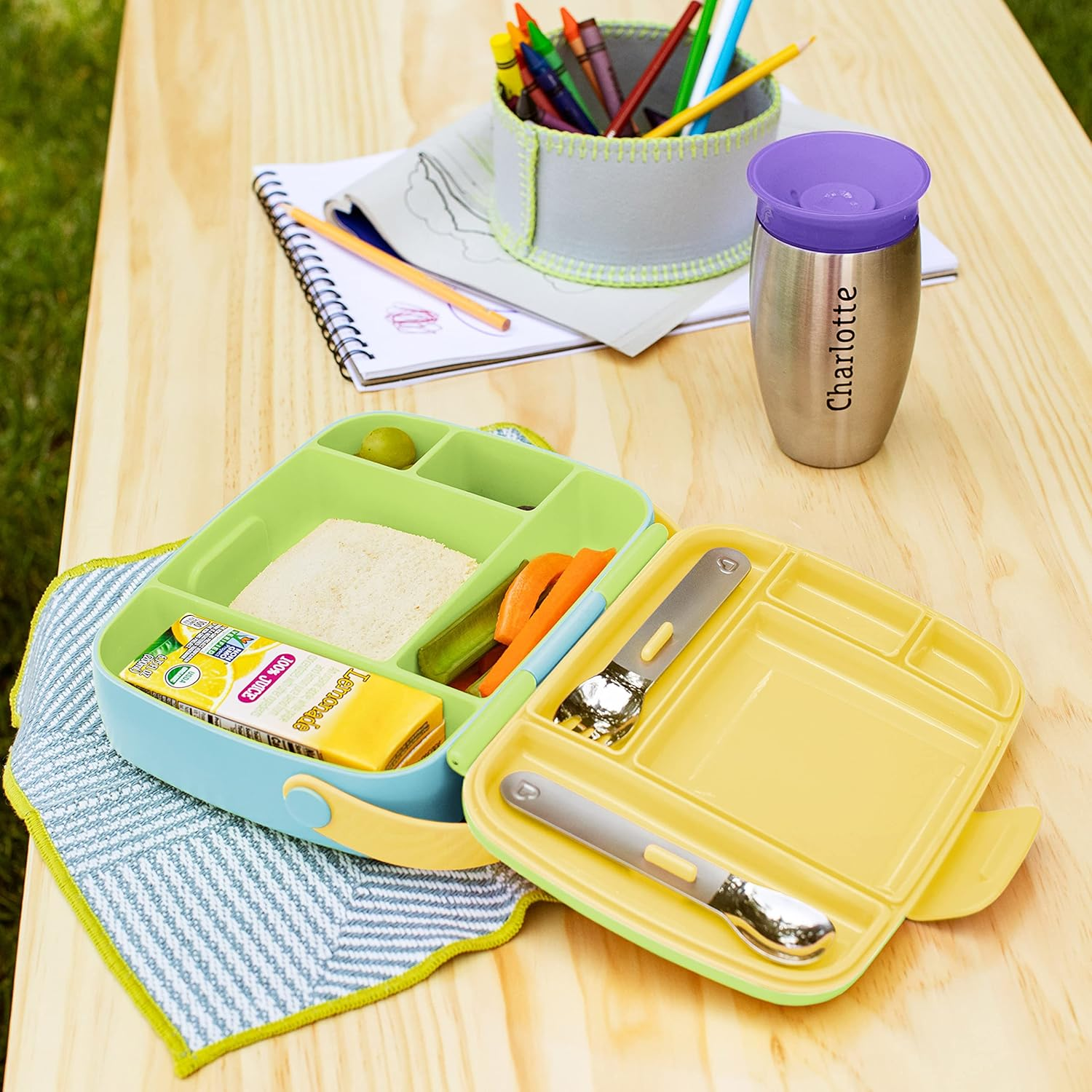 Munchkin&reg; Lunch&trade; Bento Box for Kids, Includes Utensils, Green