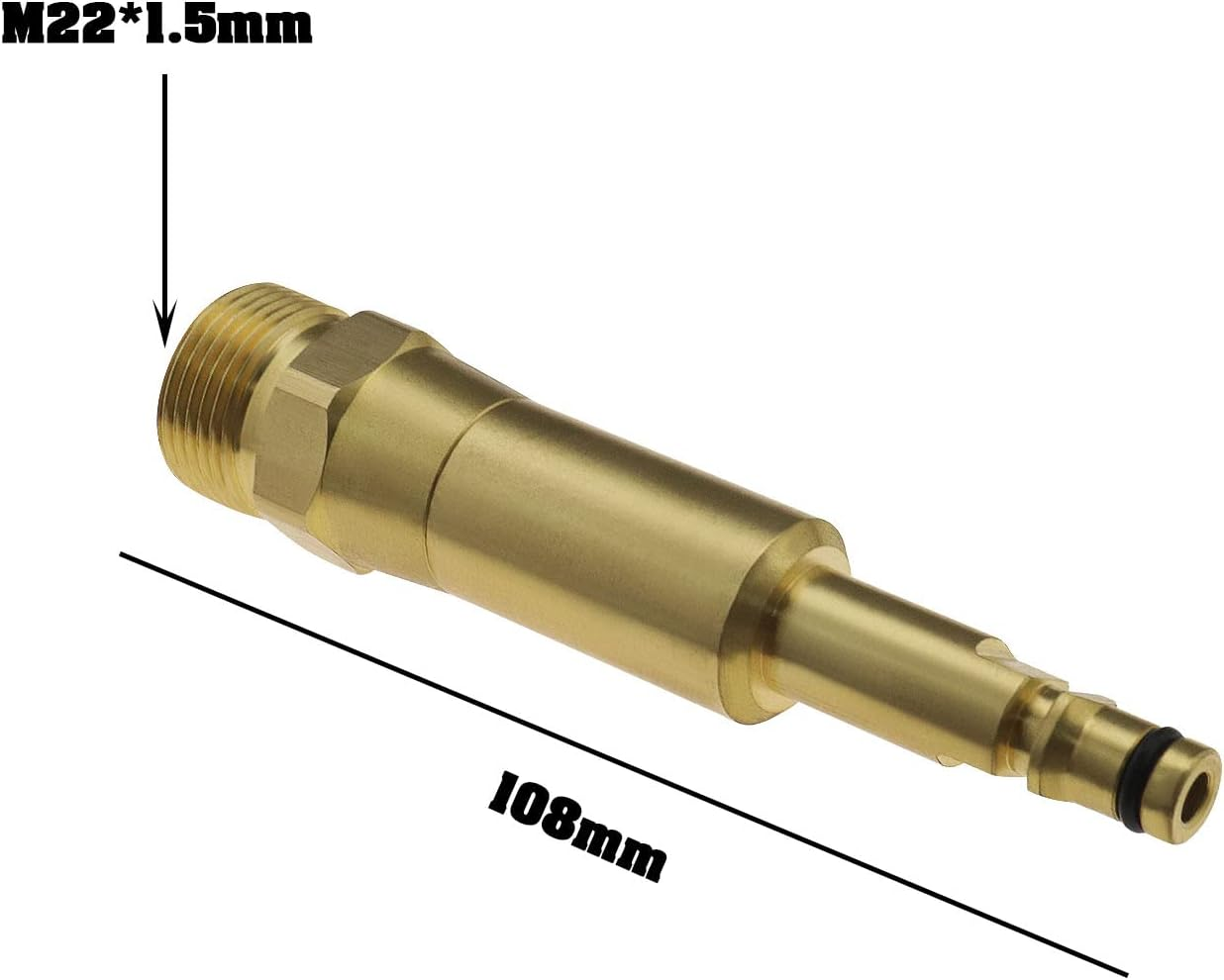The Lord of the Tools Quick-Click Adaptor for High Pressure Hoses with M22X1.5 Internal Thread Compatible K&auml;rcher K2 K3 K4 K5 K6 K7 Washer Brass 108Mm Length (LOT603_HDW) image number 2