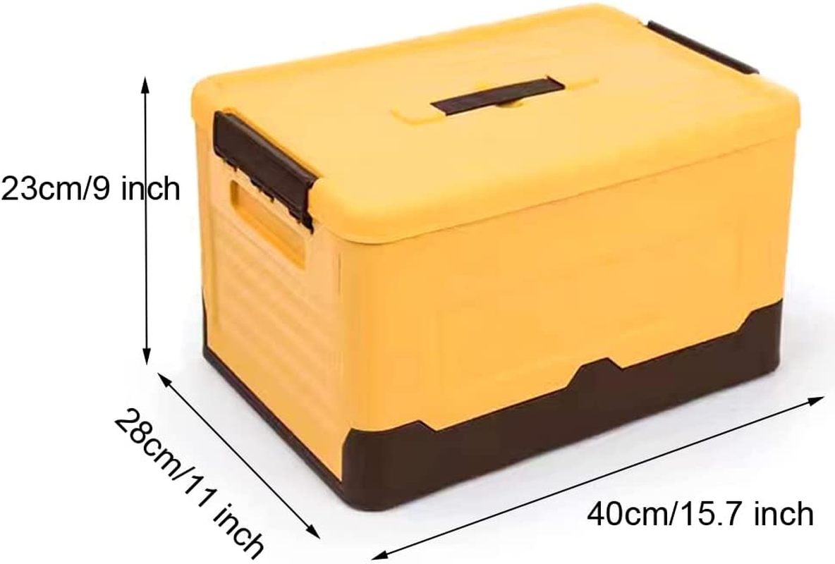 Large Size Plastic Foldable Storage Cubes Bin Box Containers with Lid and Handles for Home, Office, Nursery, Closet, Bedroom, Car Box, Picnic, Storage Box S30 (Yellow, 40*28*23CM (15.7X11X9 Inches)) - Yellow image number 5