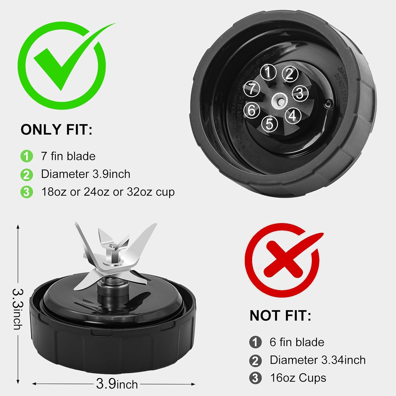 [ New Model] Replacement Blender Blade for Ninja Accessories, Only Compatible with Nutri Ninja Foodi Power Blender SS300, SS300C, SS351, SS351C, SS351TGT, CO351B, SS100, SS101, SS101C, SS101TGT