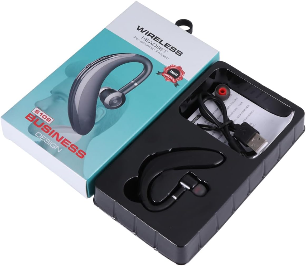 Gadpiparty Wireless Earphone Wireless Earpiece with Earhook for Driving and Workout, Single Side Wireless Earbud Long Battery Life, Business Style Black for Office and Sports Use image number 1