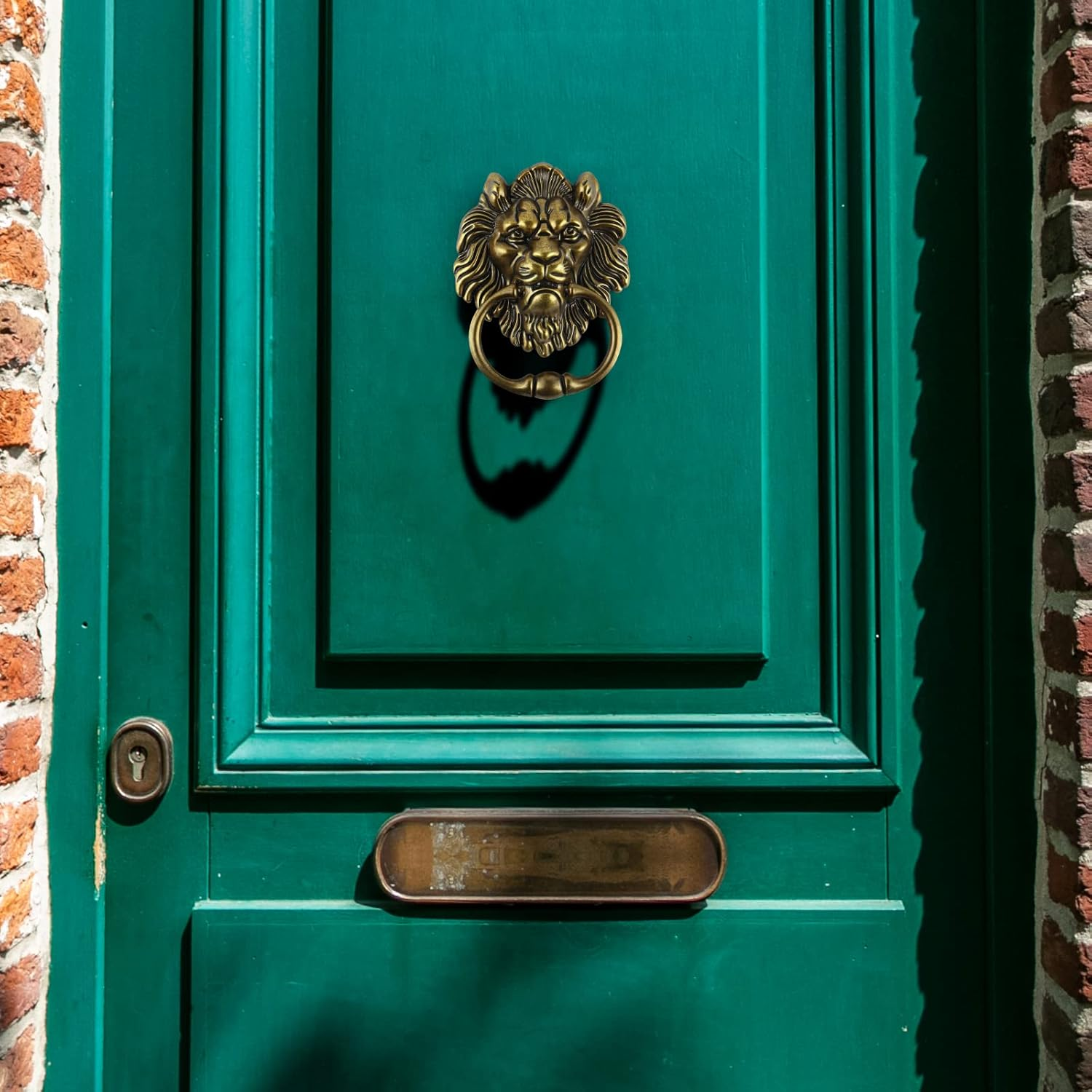 MOLIGOU Lion Head Door Knocker, 6 Inch Decorative Front Door Knocker, Antique Lion Door Ring Pull Handle (Antique Bronze) - Silver image number 7