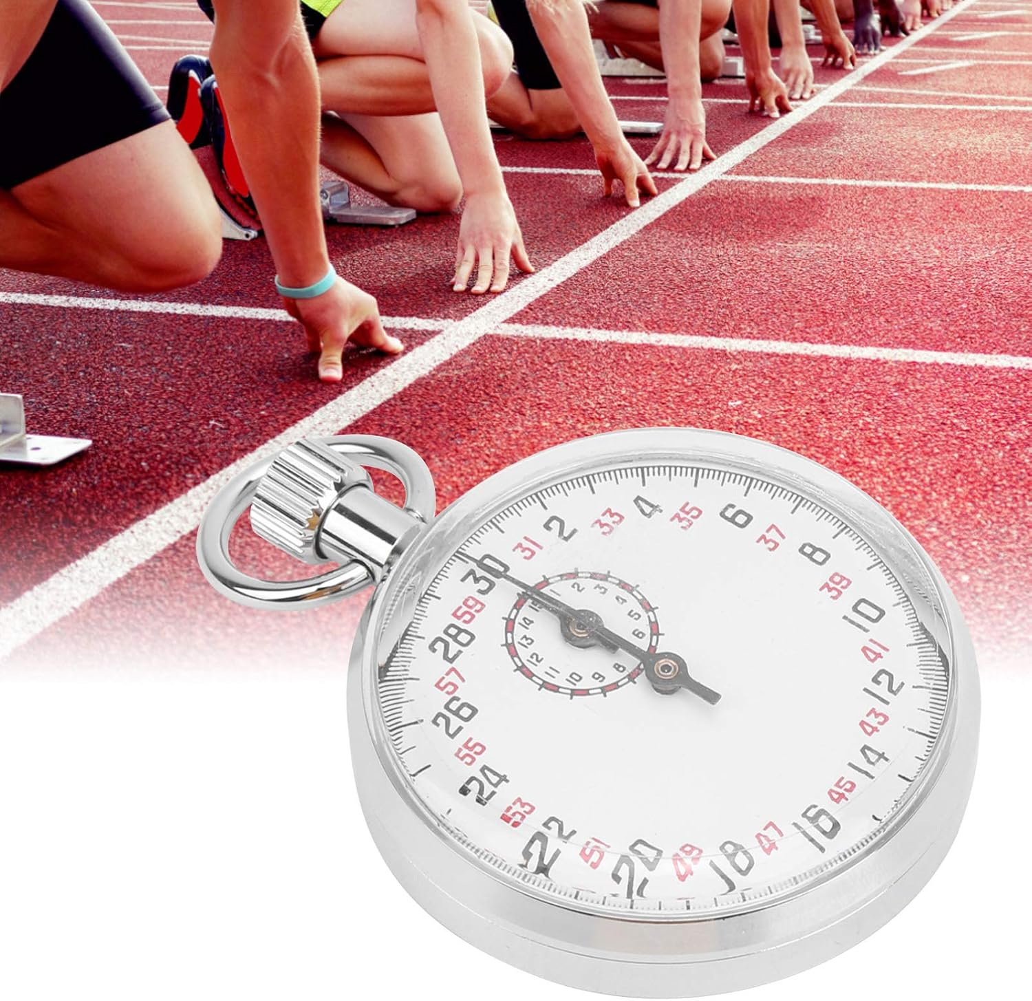 Mechanical Stopwatch, Sports Chronograph Running Timer Handheld Stopwatch for Sports Referee Running Cycling Count Timer Competitions Games, Mechanical Stop Watch image number 2