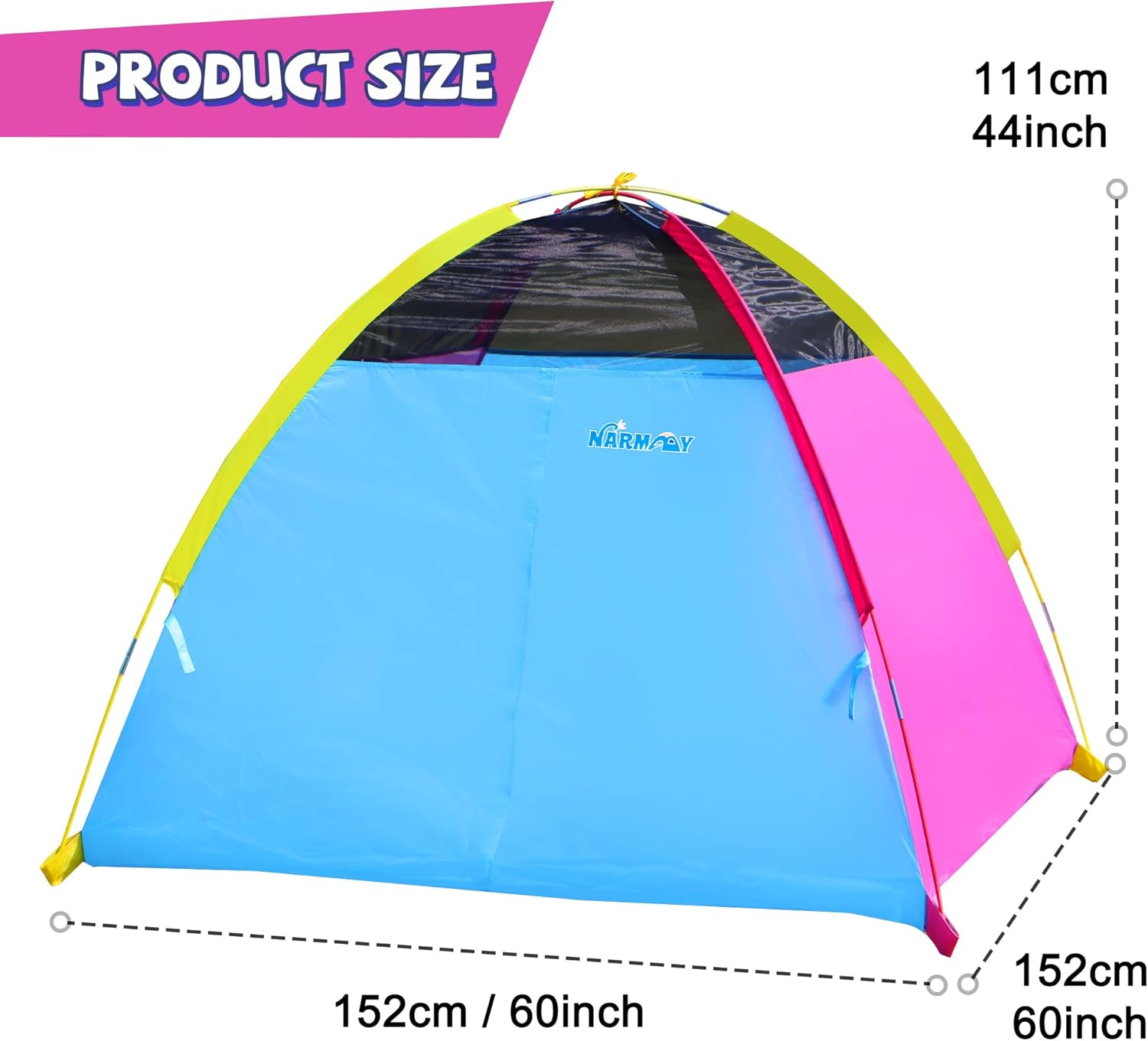 NARMAY Play Tent Easy Joy Dome Tent for Kids Indoor/Outdoor Fun - 152 X 152 X 111 Cm image number 0