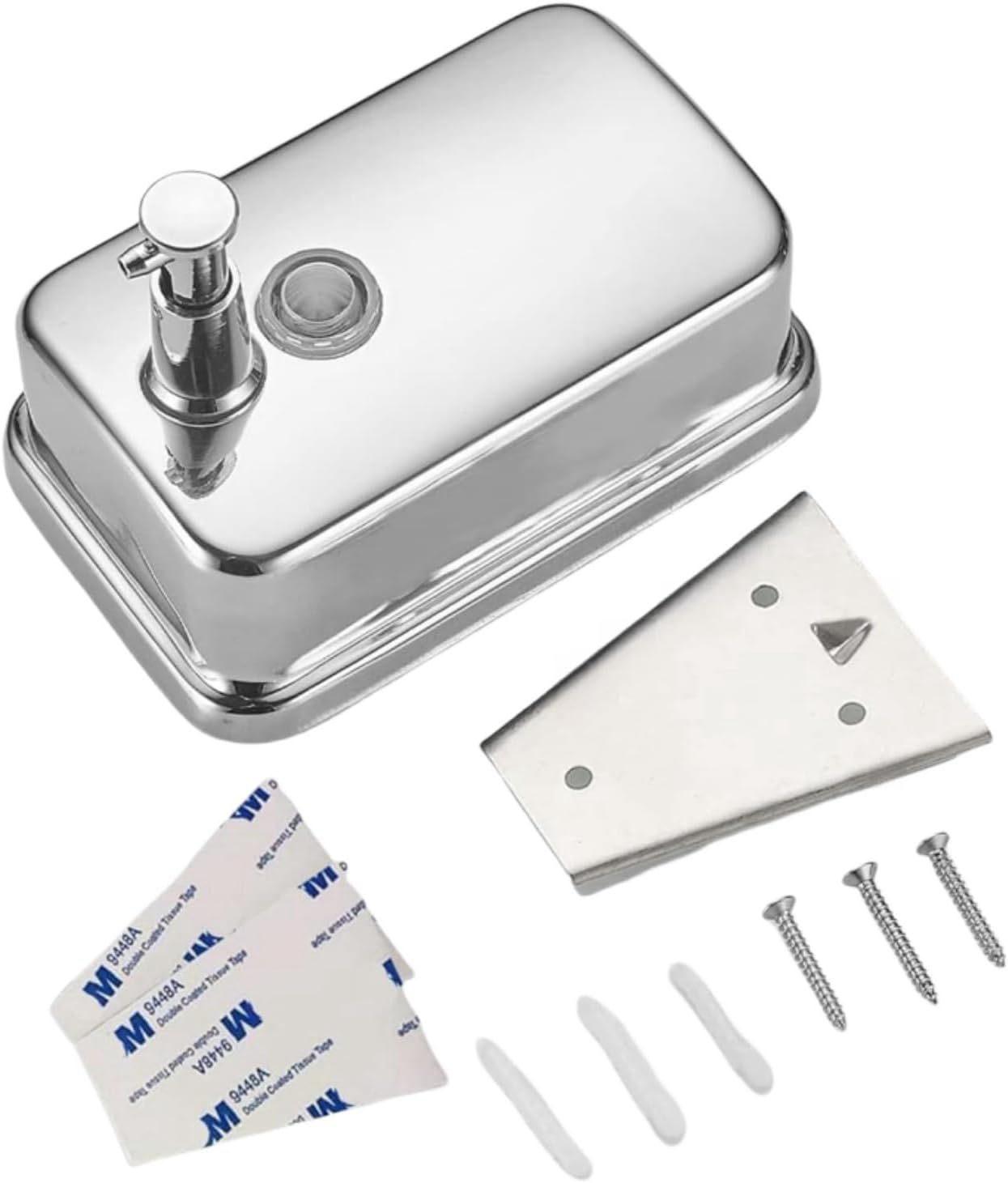 Commercial Soap Dispenser Wall Mount Stainless Steel Manual Pump Liquid Rust-Proof Leak Free for Bathroom Restaurant 500Ml/17Oz (Silver) image number 2