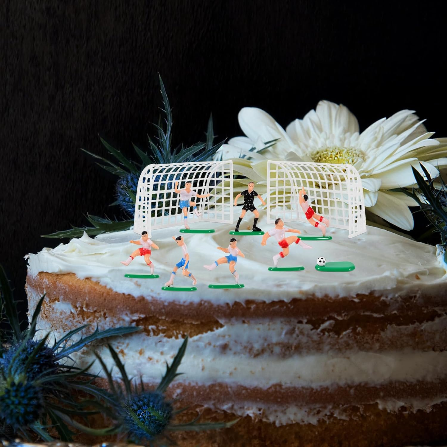 DOITOOL Football Team Cake Decorations Football Player Figurine Cake Ornaments Creative Theme Props for Birthday Parties Sport Events and Celebrations image number 1