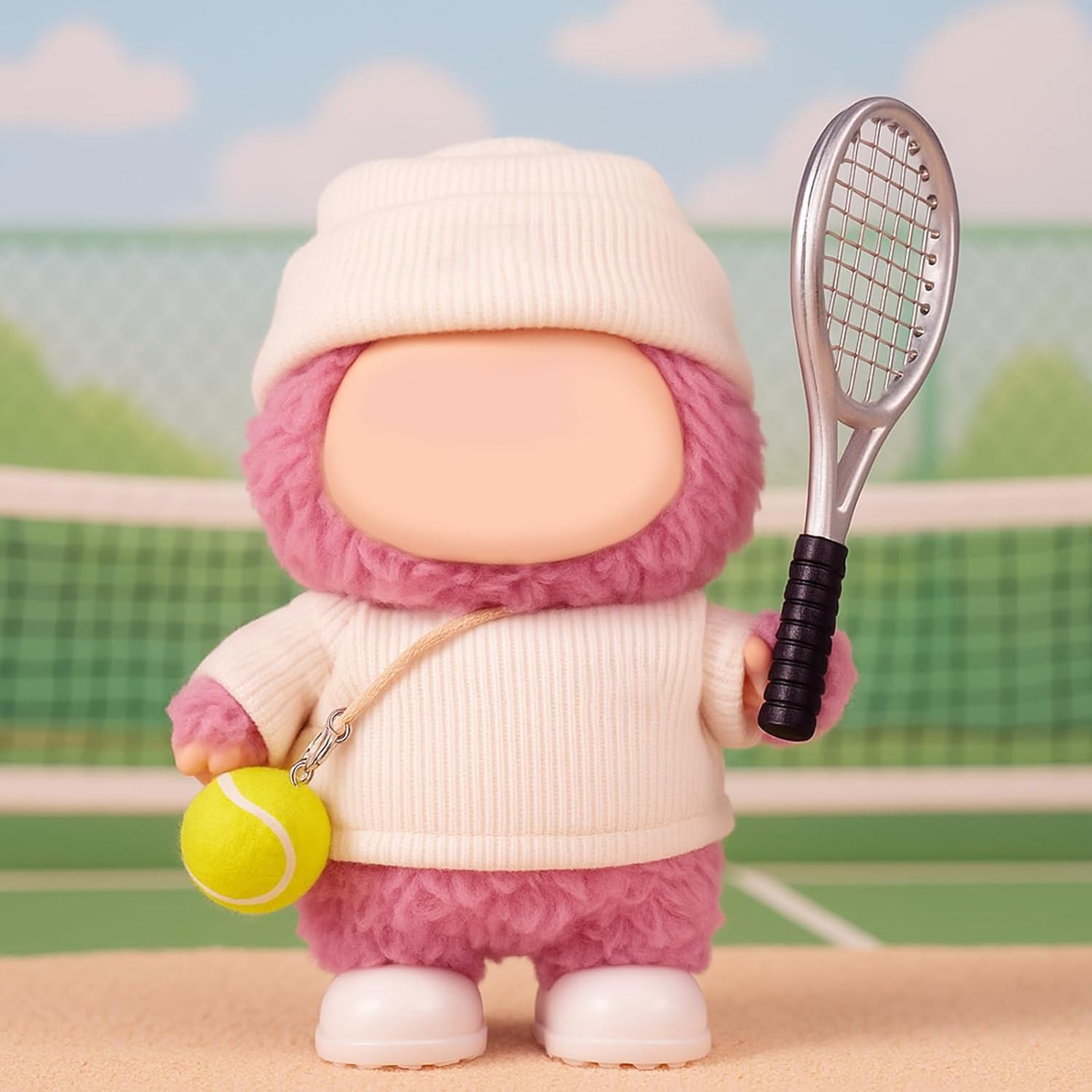 17 Cm Doll Clothes，Clothing Accessories Compatible with 5.91-6.7 Inch Dolls，Sports Style Doll Set Outfits (5-Piece Set), Includes Top + Pants + Tennis Racket + Ball Charm + Shoes (White) image number 1