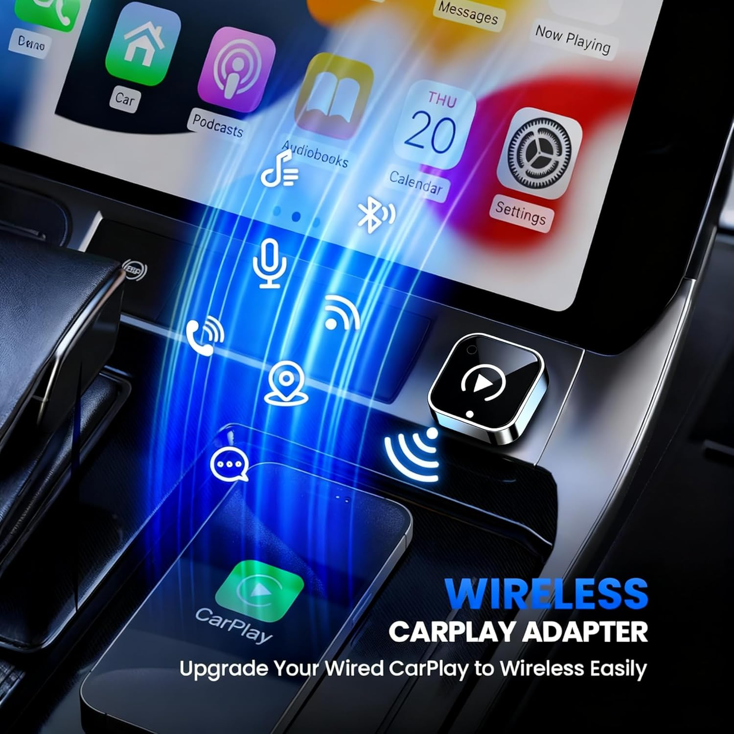 Wireless Carplay Adapter 2025 Upgrade Wired to Wireless, Mini USB Design for Cars with Built-In Wired Apple Carplay Plug and Play Stable Connection Car Play for Iphone 6+, Android 11+ (2017+ Cars)-Ash image number 1