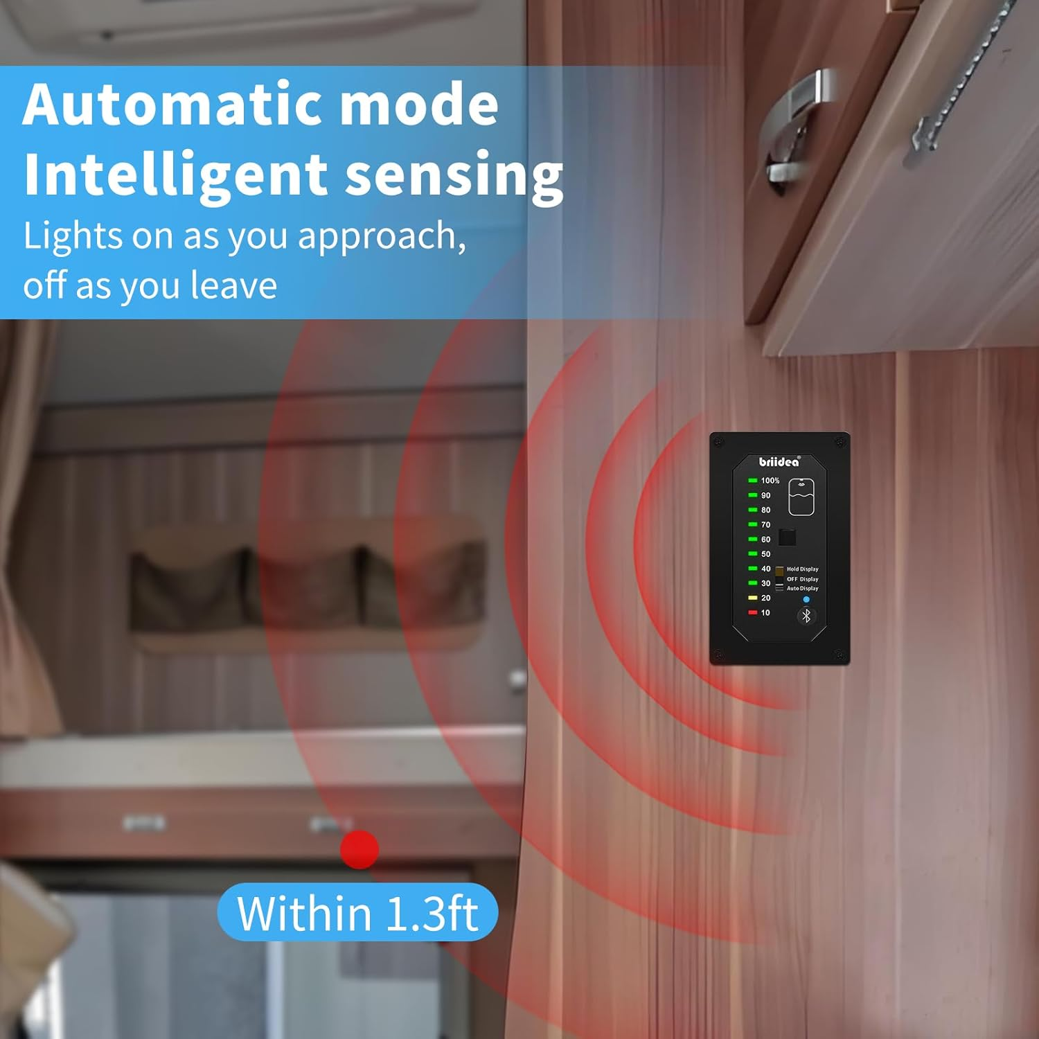 Briidea Bluetooth RV Water Tank Level Sensor Monitor Indicator with App & LED Display, Precise Detection, Auto-Sense Modes, Ensures Water Supply for Rvs, Boats, Caravans image number 5