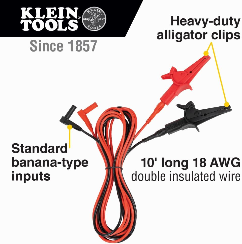 Klein Tools Alligator Clip Test Lead, 10 Foot Length image number 5