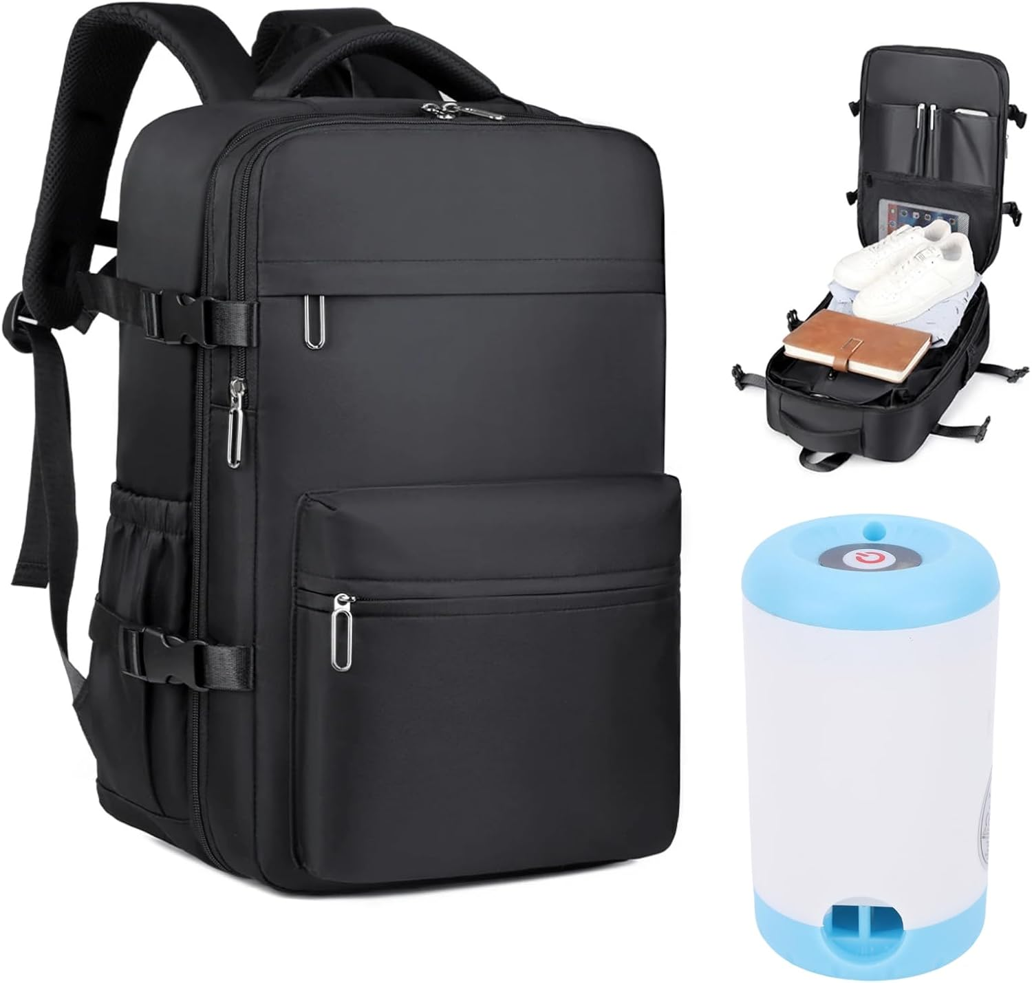 MENDUNER Vacuum Travel Backpack with Pump, Expandable Air Compression System Water Resistants, 16.5 Inch Business Laptop Backpack with USB Charging Port for Women Men image number 5