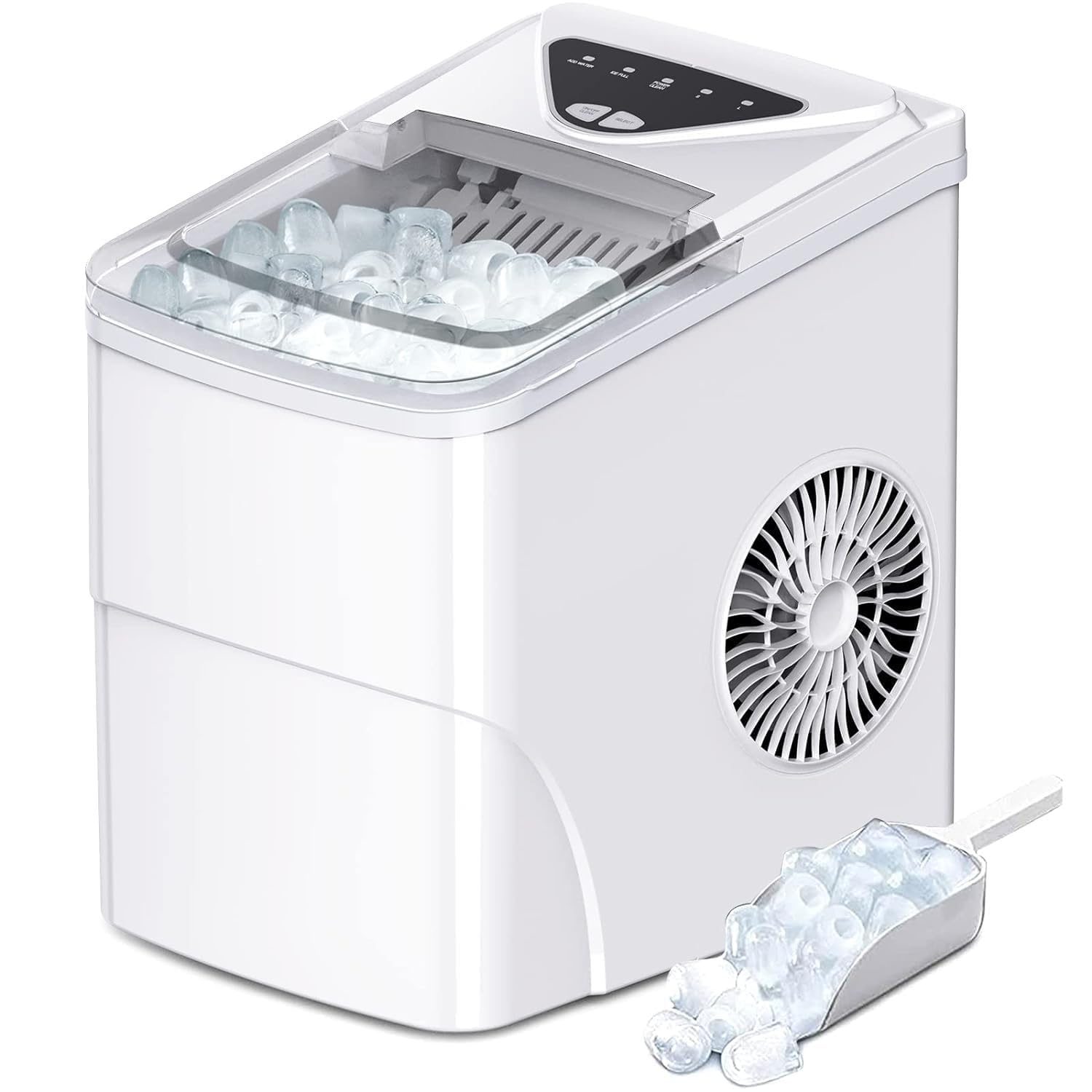 Cobuy Self-Cleaning Ice Machine Countertop, 9 Cubes Ready in 6 Mins, 12KG in 24Hrs, Portable Ice Maker Machine for Home Kitchen Office Bar Party, White image number 4