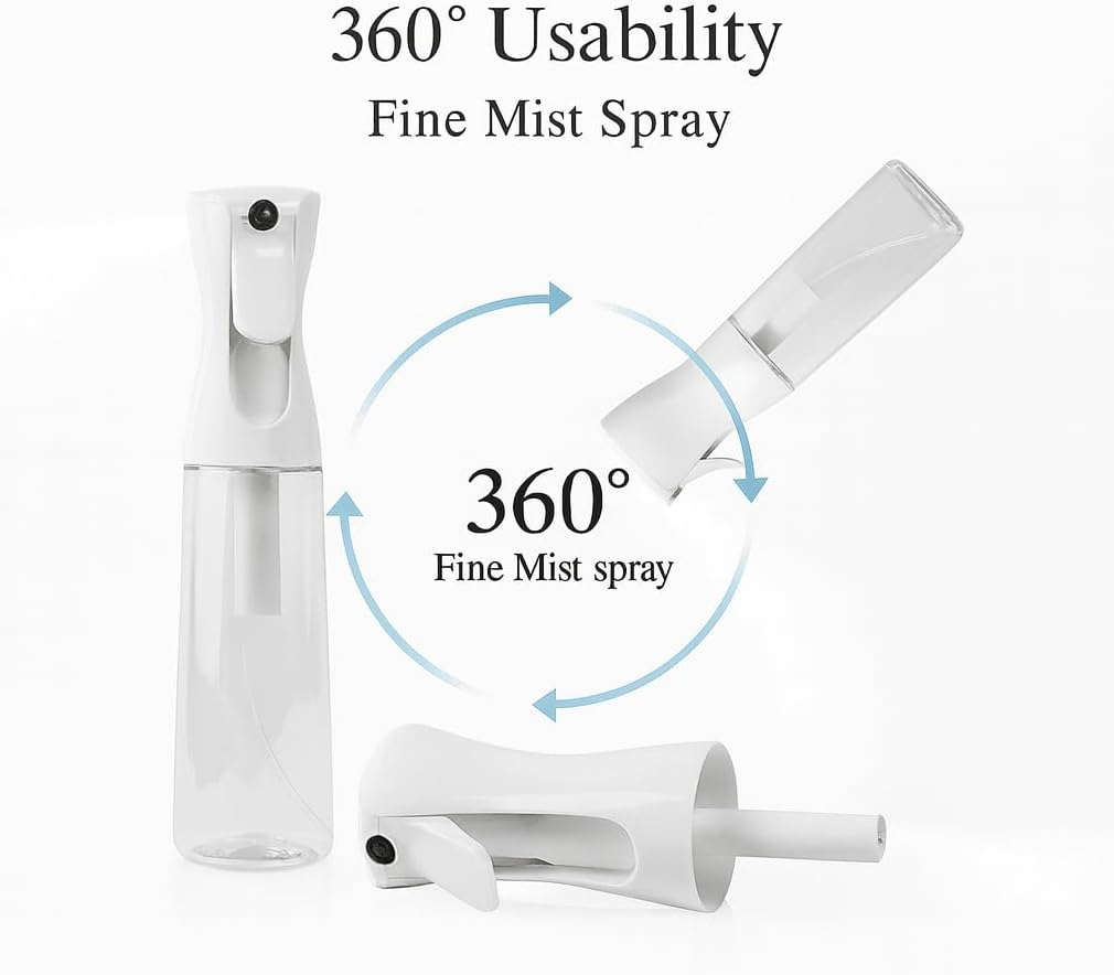 Pure Mistiivox&trade; Premium Continuous Fine Mist Spray Bottle for Hair Styling, Watering Plants, Skin Care, Ironing, Cooking 360 Multifunctional Spray Bottle Transparent, 6.8Oz/200Ml