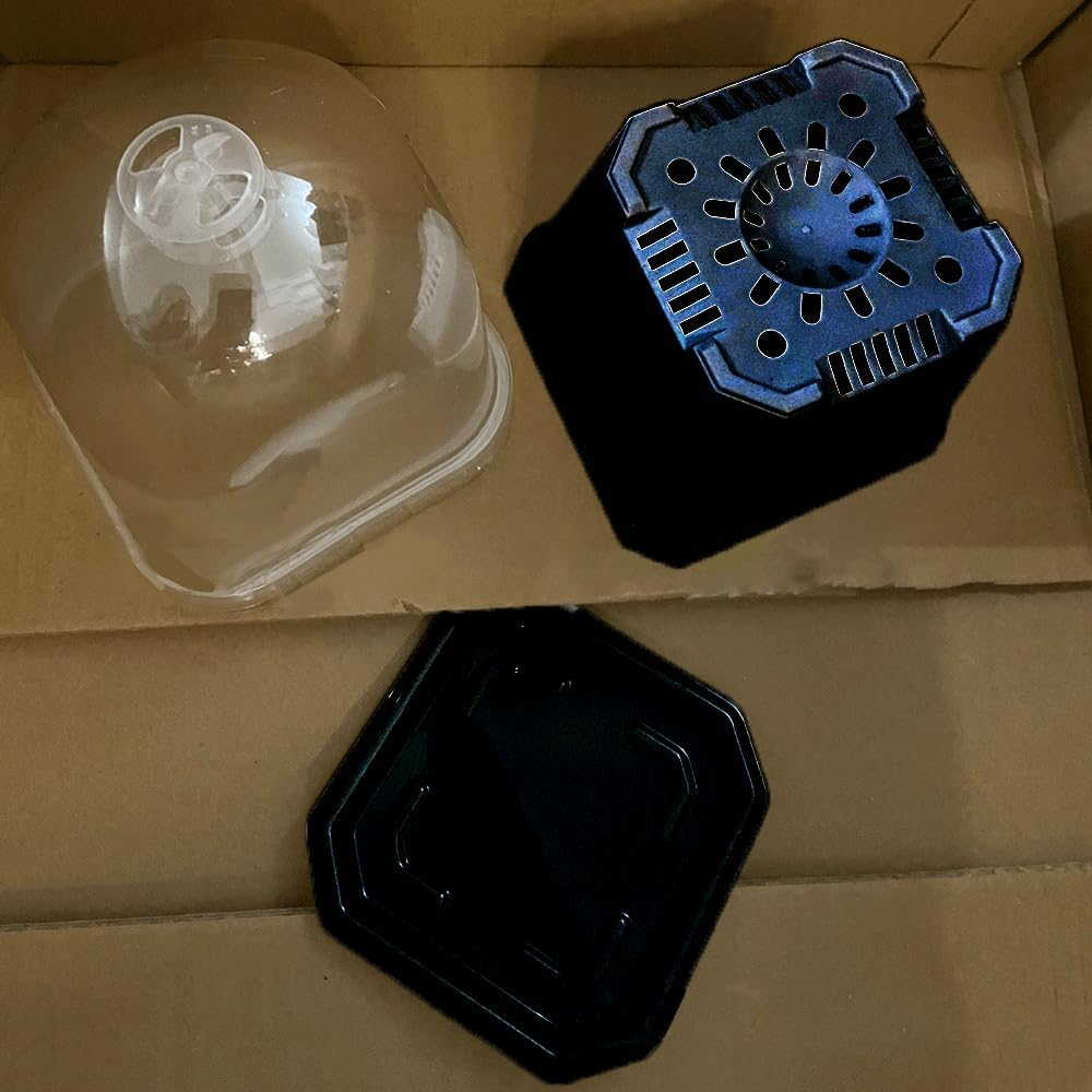 Sagasave 12 Sets Plants Nursery Pot, 15.5Cm Plastic Square Nursery Flower Pots with Humidity Dome and Tray, Small Flower Plant Container for Seedlings, Cuttings, Transplanting (Transparent) image number 7