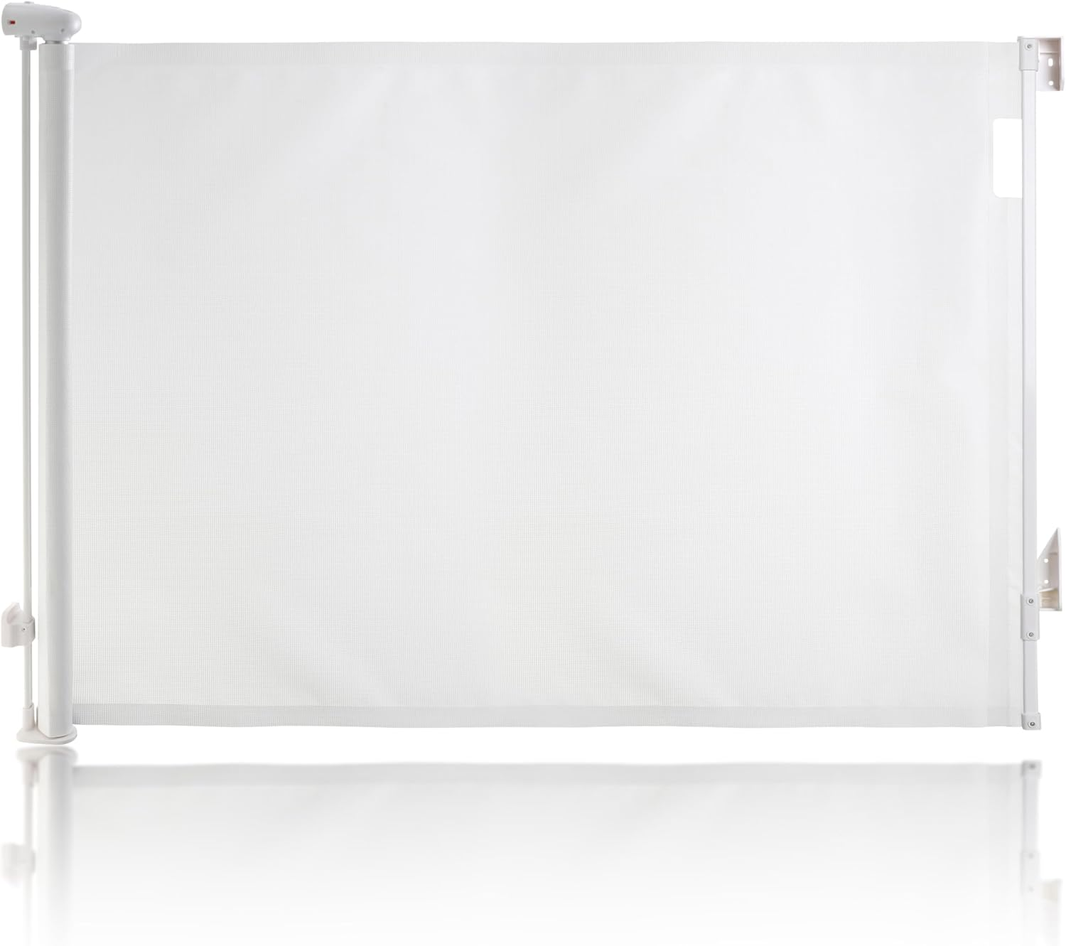 Dreambaby Retractable Safety Stair Gates for Baby, Dog Gate, Extra Wide Mesh Retractable Baby Gate Fits up to 140Cm, Tall 90Cm. 2X Ezy-Check Lock Indicators, Hardware Mounted Baby Gate (White)