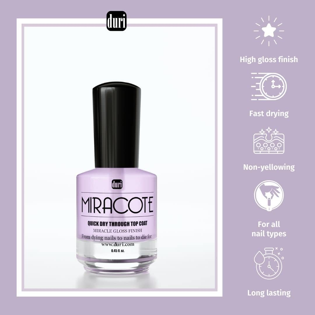 Duri Rejuvacote 1 Original Maximum Strength Nail Growth System Base, Top Coat and Miracote Quick Dry Top Coat Combo image number 5