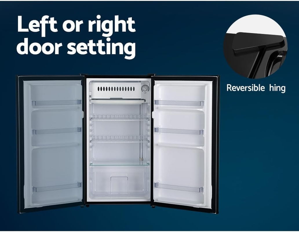 Devanti Bar Fridge, 95L Portable Fridges Organiser Refrigerator Chest Freezer Portable Small Wine Cooler Freestanding Home Bedroom Kitchen Office Party, Fast Frozen Quiet Operation Black image number 3