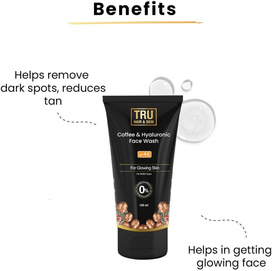 TRU HAIR & SKIN Coffee & Hyaluronic Acid Face Wash | Hydrates & Plumps Your Skin-100Ml image number 3